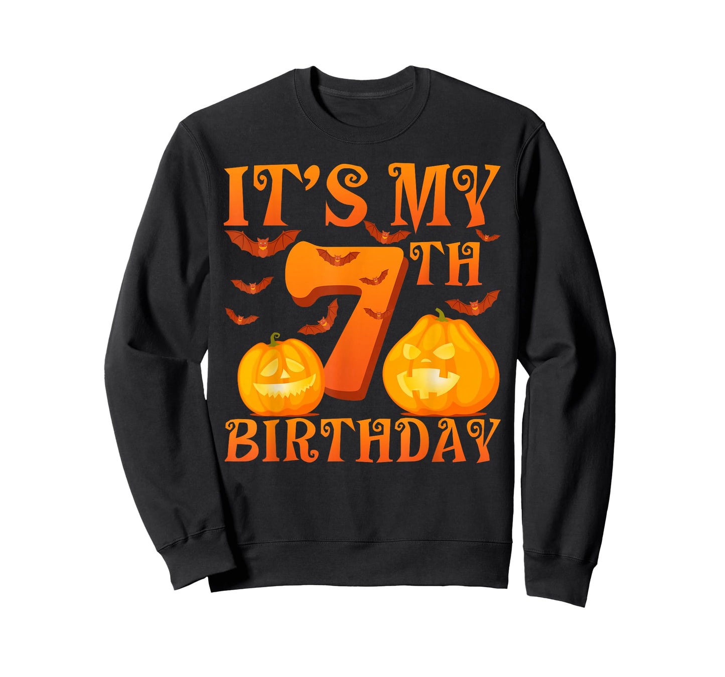 It's My 7th Birthday Pumpkins 7 Years Old Halloween Day Kids T-Shirt