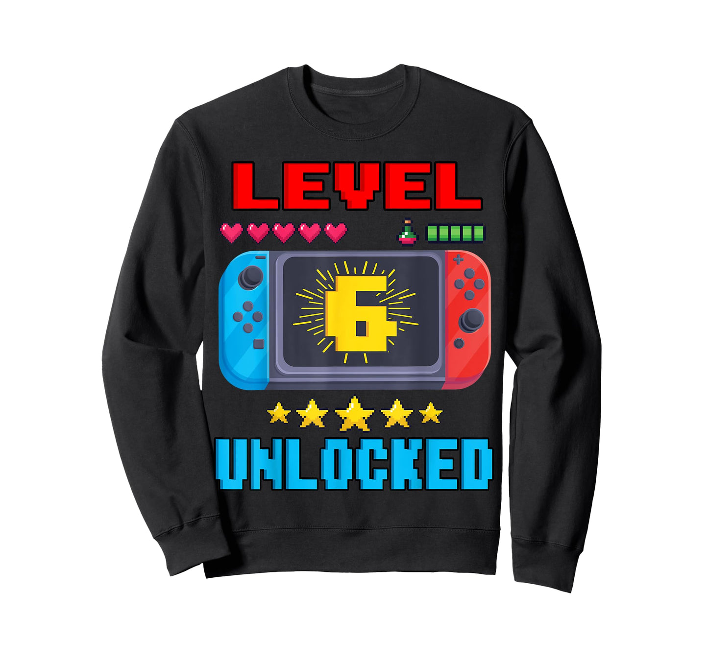 6th Birthday Boy Level 6 Unlocked Video Gamer Birthday T-Shirt