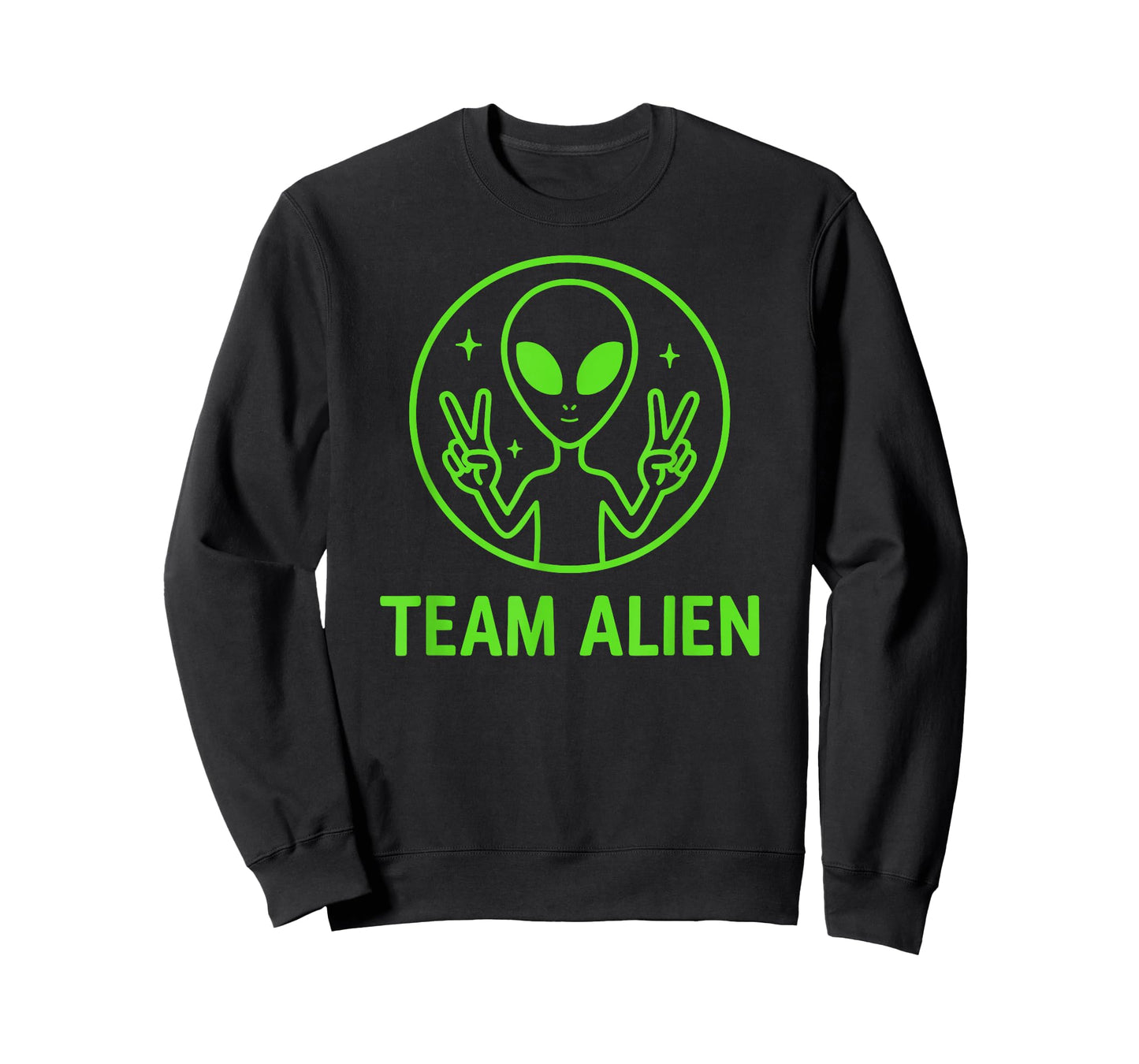 Team Alien – Funny Green Extraterrestrial Peace Sign Cartoon T-Shirt