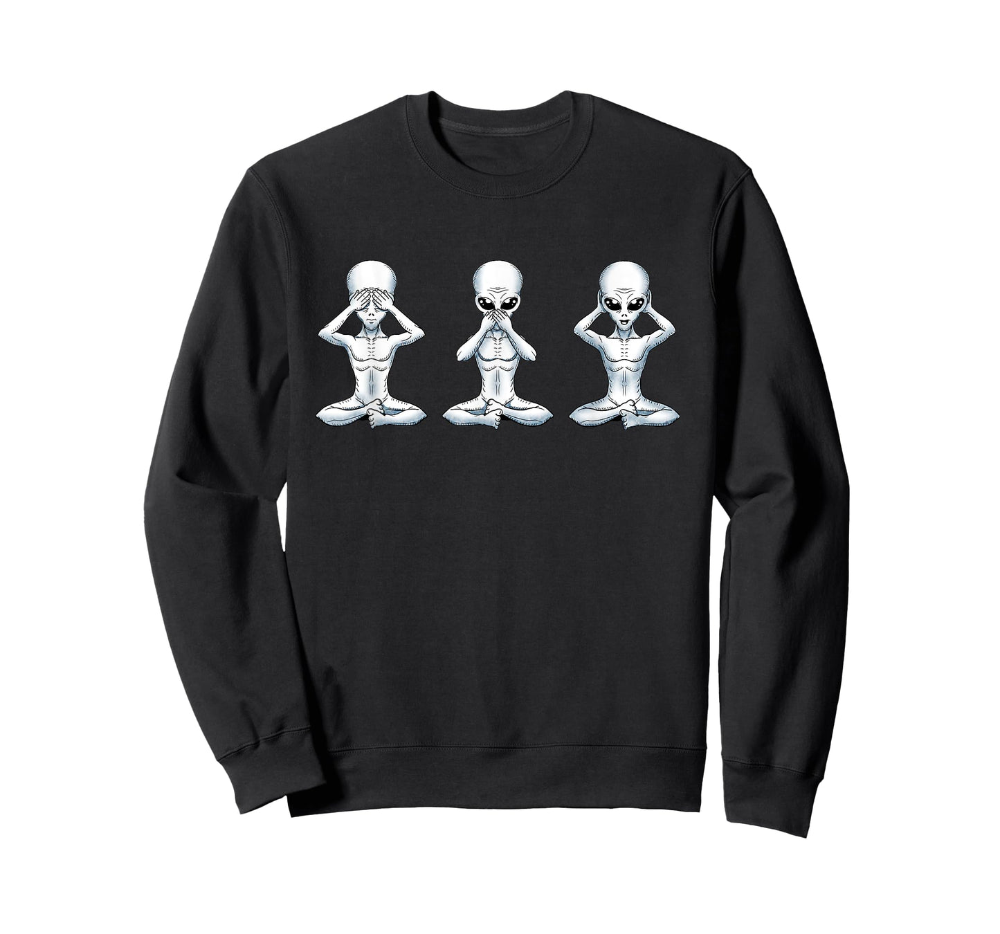 Funny Alien See No Evil Speak No Evil Hear No Evil Space Pun T-Shirt