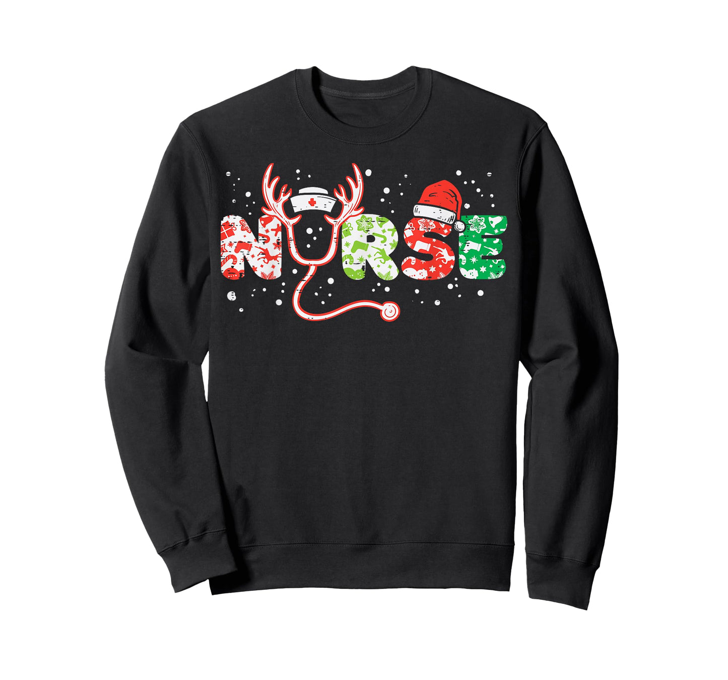 Nurse Christmas Stethoscope Nurses Xmas Scrub Top Women T-Shirt