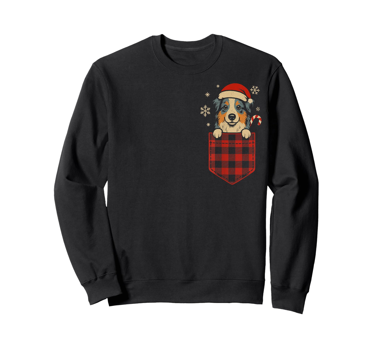 Funny Australian Shepherd Christmas Dog Pocket Aussie Santa T-Shirt