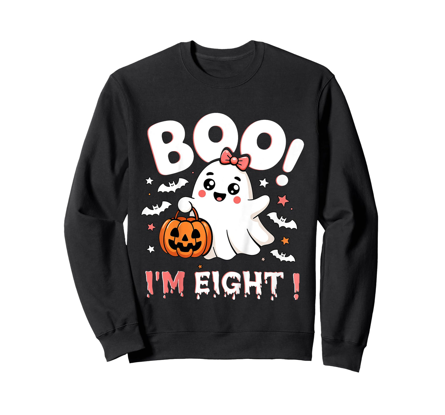 Ghost Boo I'm Eight 8th Birthday Toddler Halloween Party T-Shirt