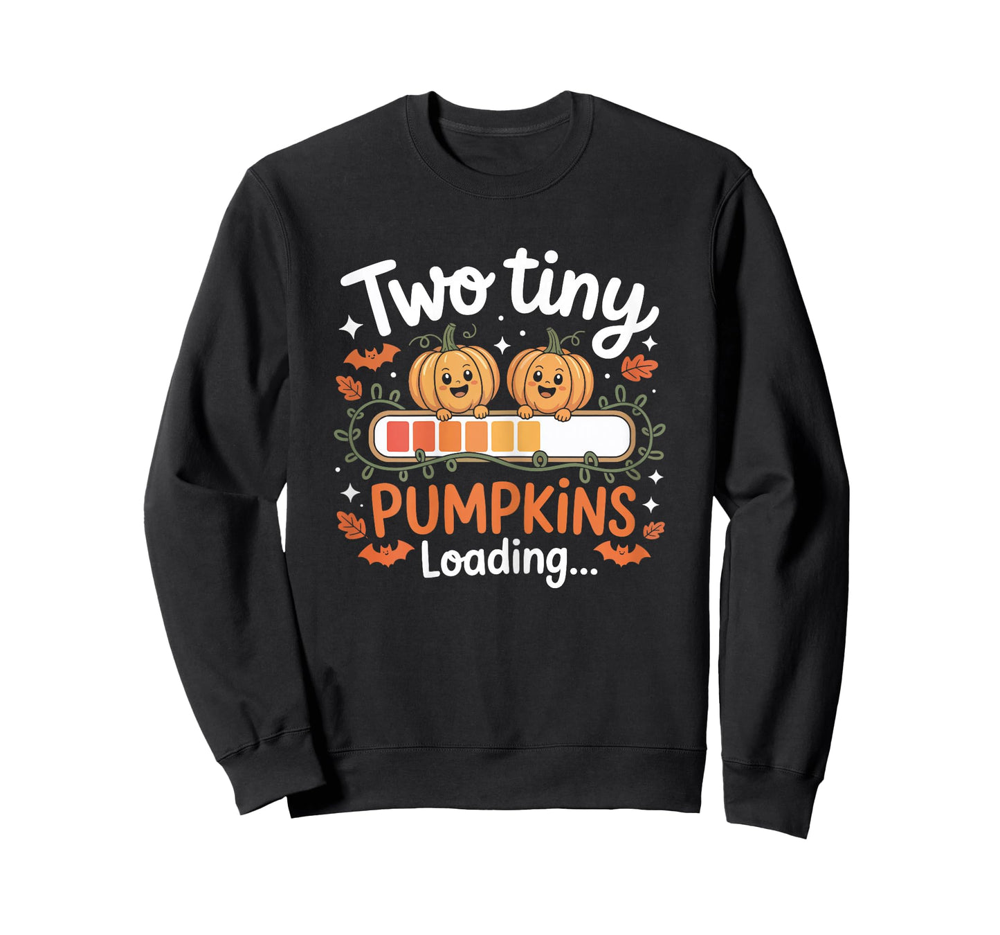 Womens Twins Pregnancy Mom Halloween Costume Two Pumpkins Loading T-Shirt