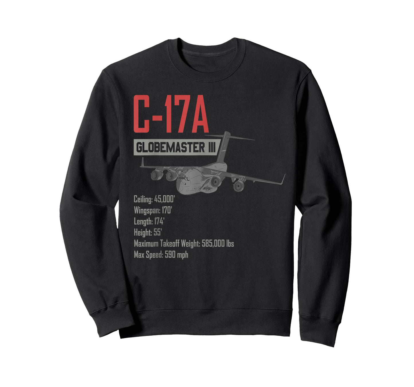 American C17A Globemaster Military Heavy Transport Aircraft T-Shirt