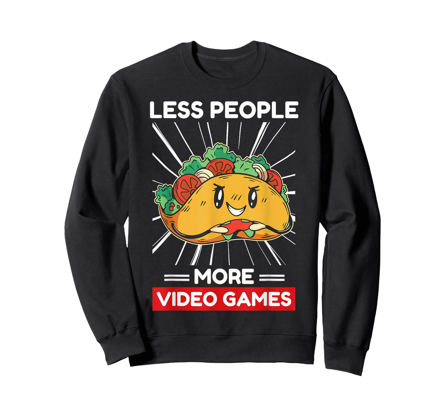 Cute Kawaii Taco Less People More Video Games T-Shirt