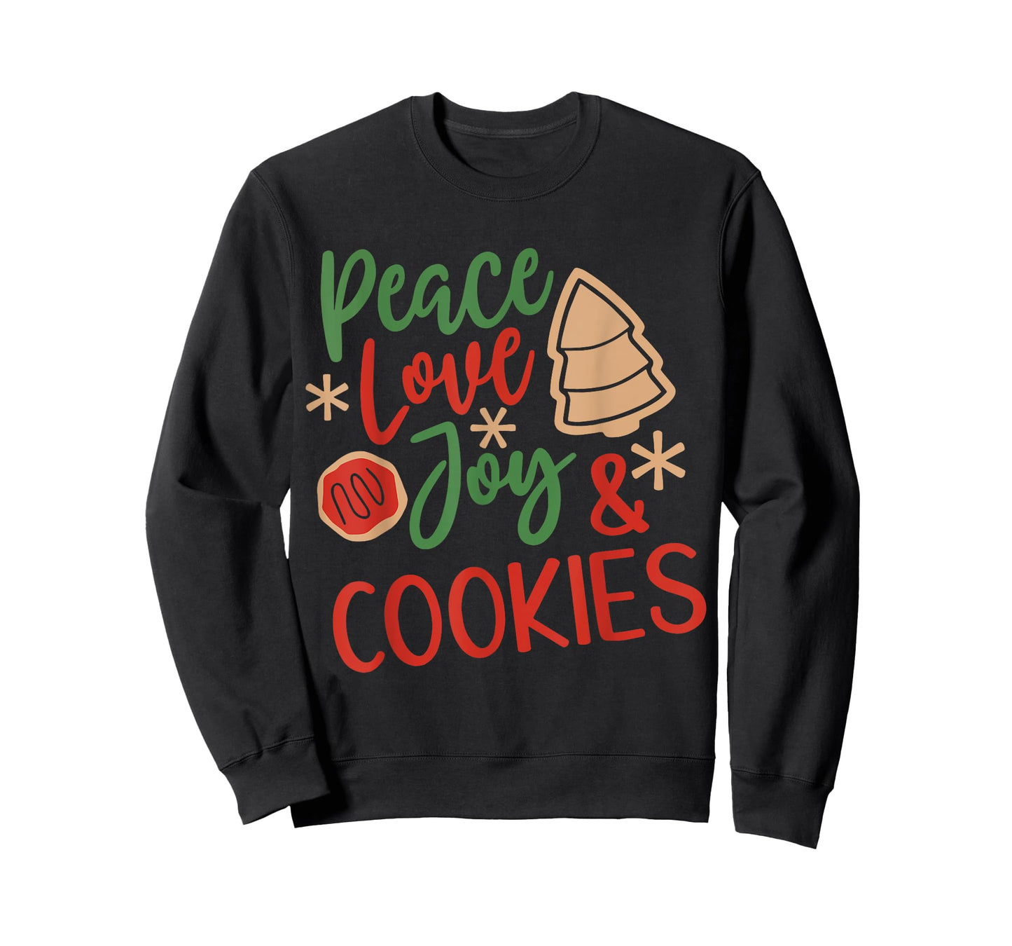 Peace Love Joy and Cookies Matching Family Christmas Pajamas T-Shirt