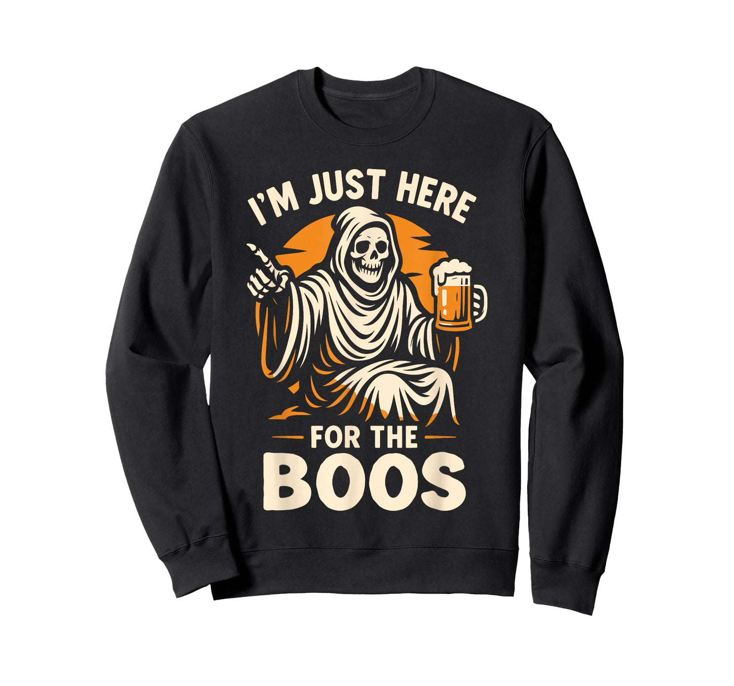Adult Halloween Shirt, Skeleton I’m Just Here for the Boos T-Shirt