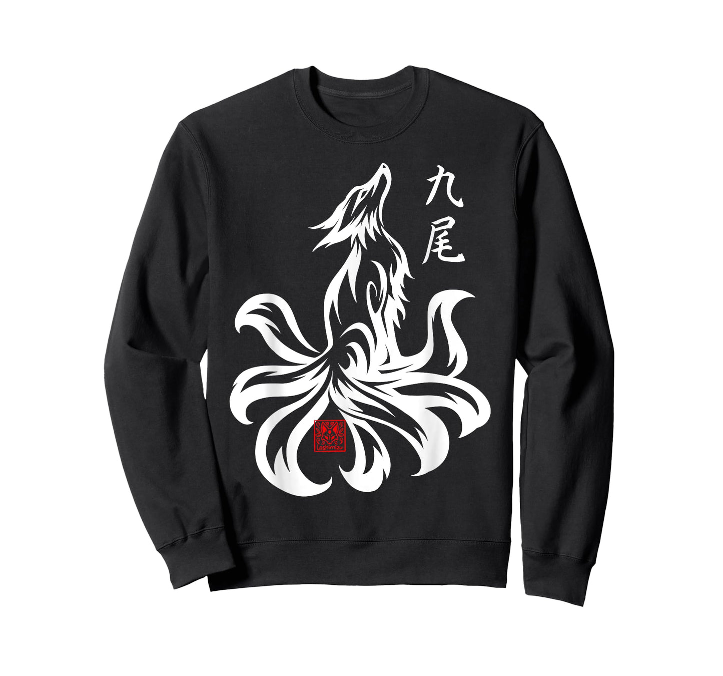Japanese Nine Tailed Fox Kyubi Kitsune Spirit Tribal animal T-Shirt