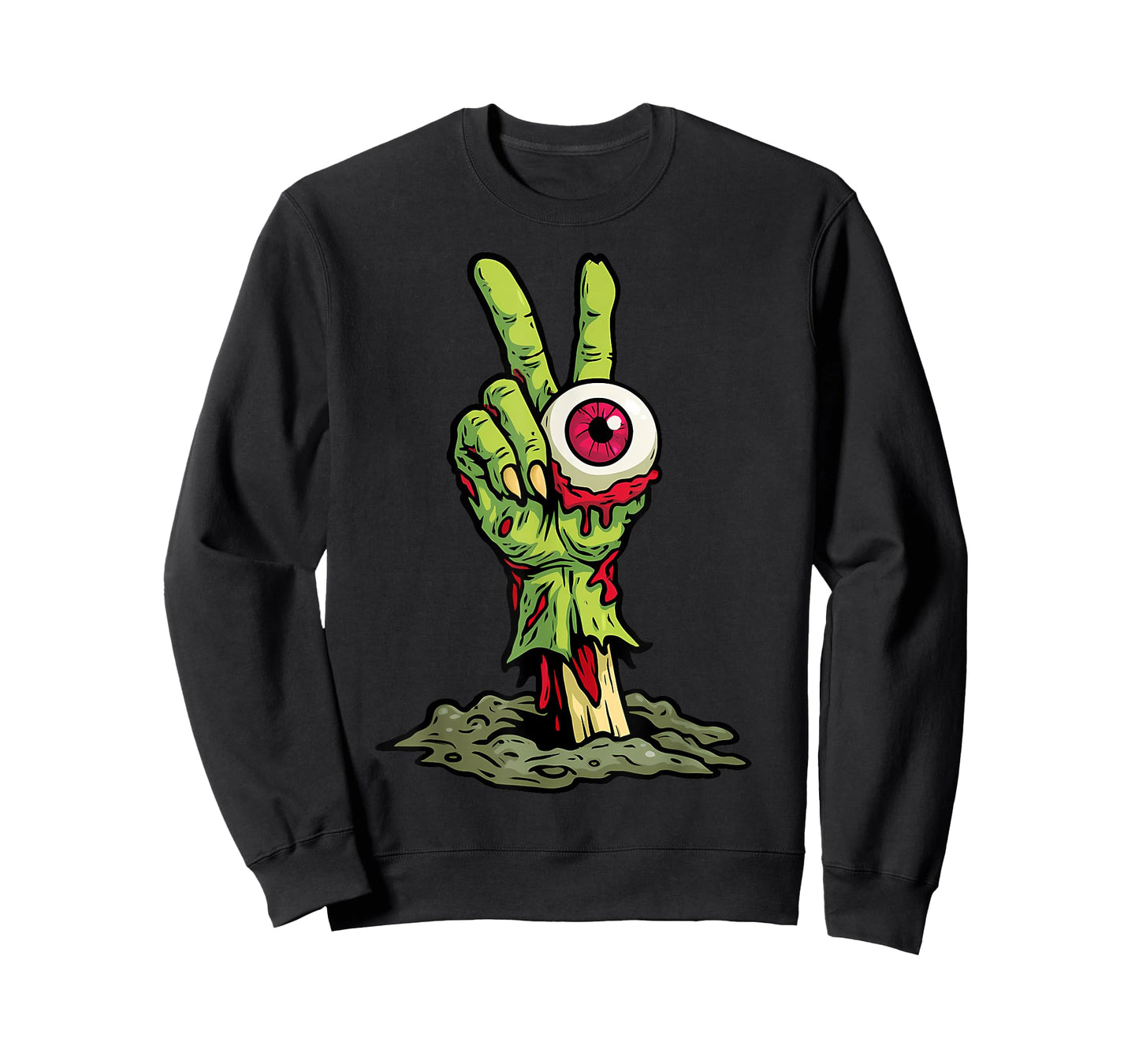 Halloween Zombie Peace Sign Hand Spooky Costume Kid Teen Men T-Shirt