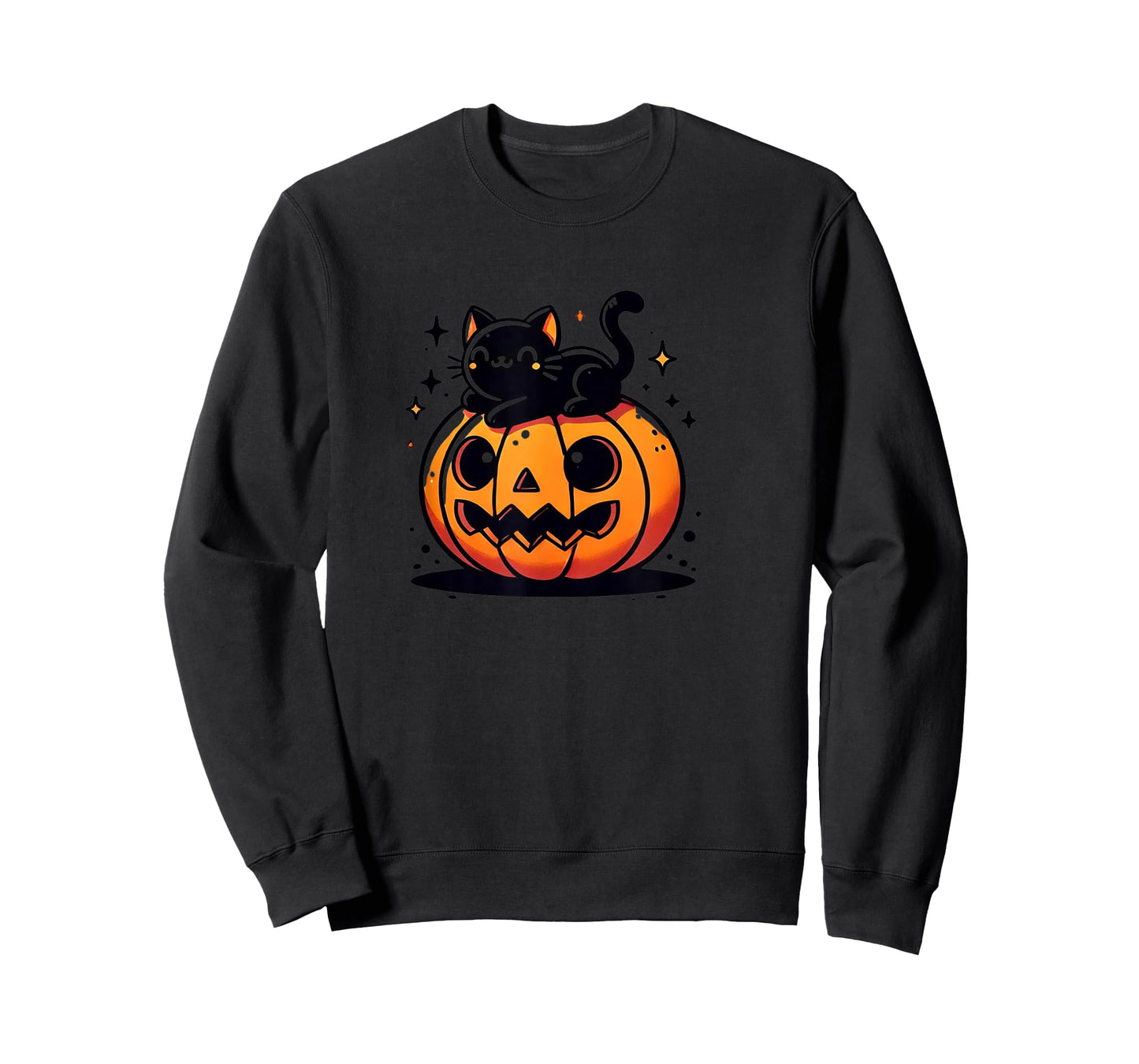Kawaii Anime Halloween Cat Pumpkin Kids Womens T-Shirt