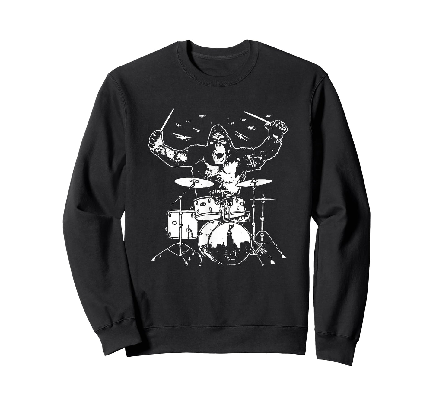 Funny King Rock Gorilla Monster Playing Drum Set Gift T-Shirt