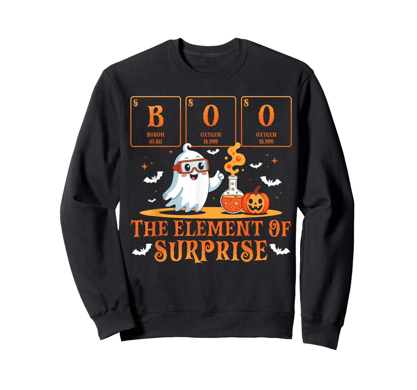 Halloween Chemistry Boo The Element of Surprise Cute Ghost T-Shirt