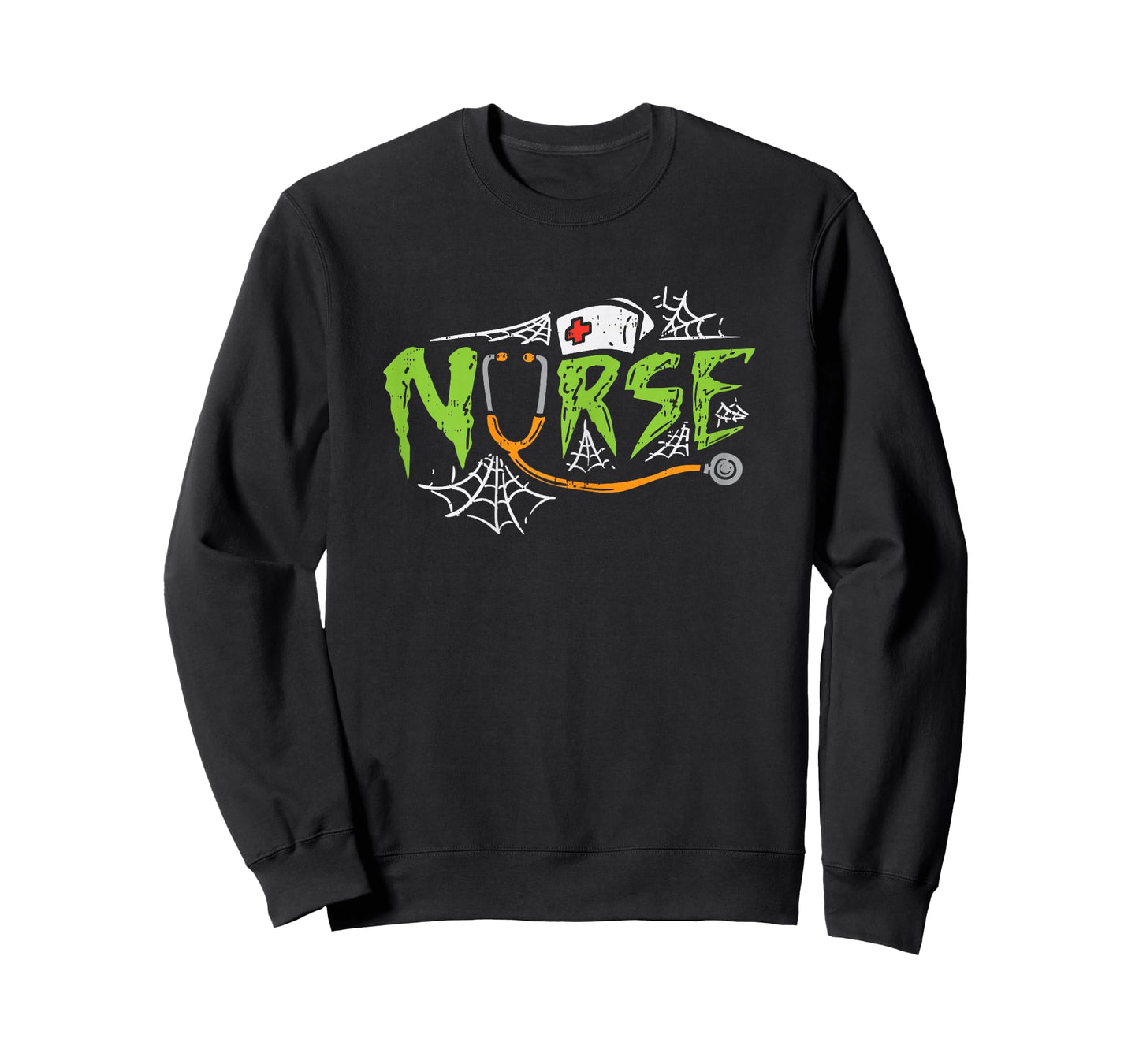 Nurse Spiderwebs Stethoscope Scary Halloween Costume RN Gift T-Shirt
