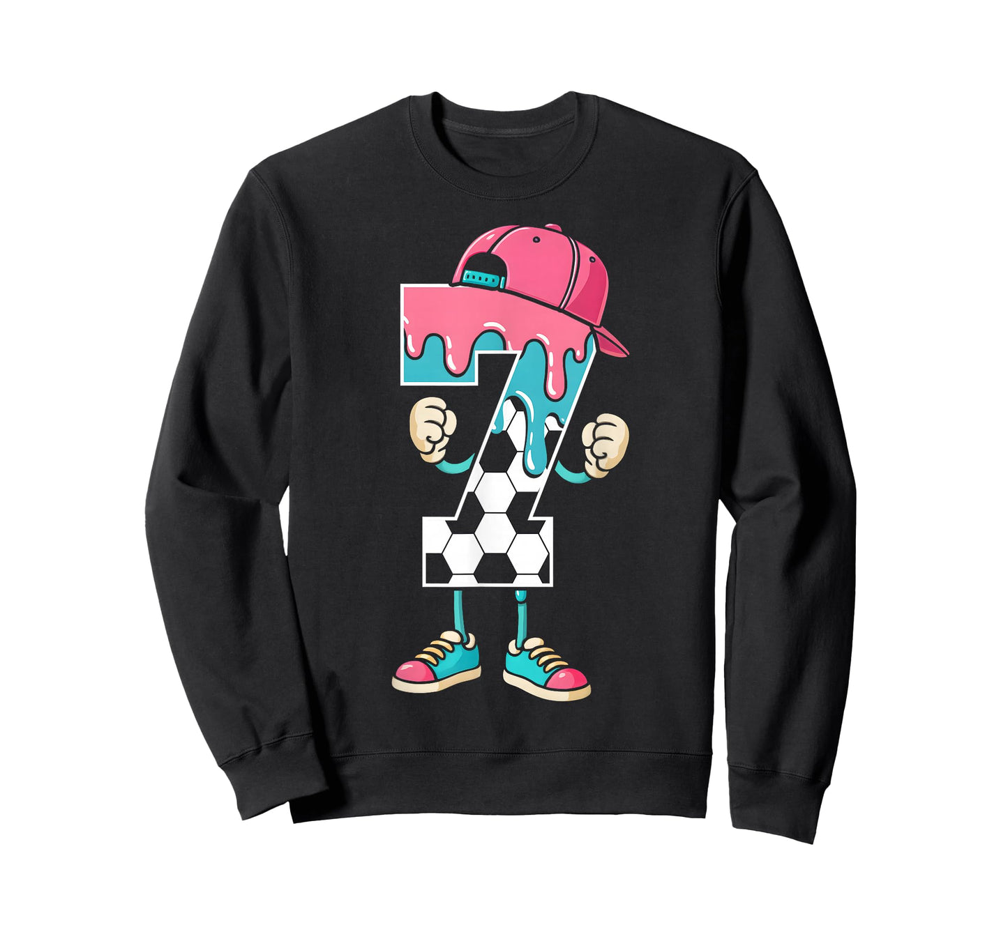 Soccer 7 Year Old Ice Cream Drip Youth 7th Birthday Boy 7 T-Shirt