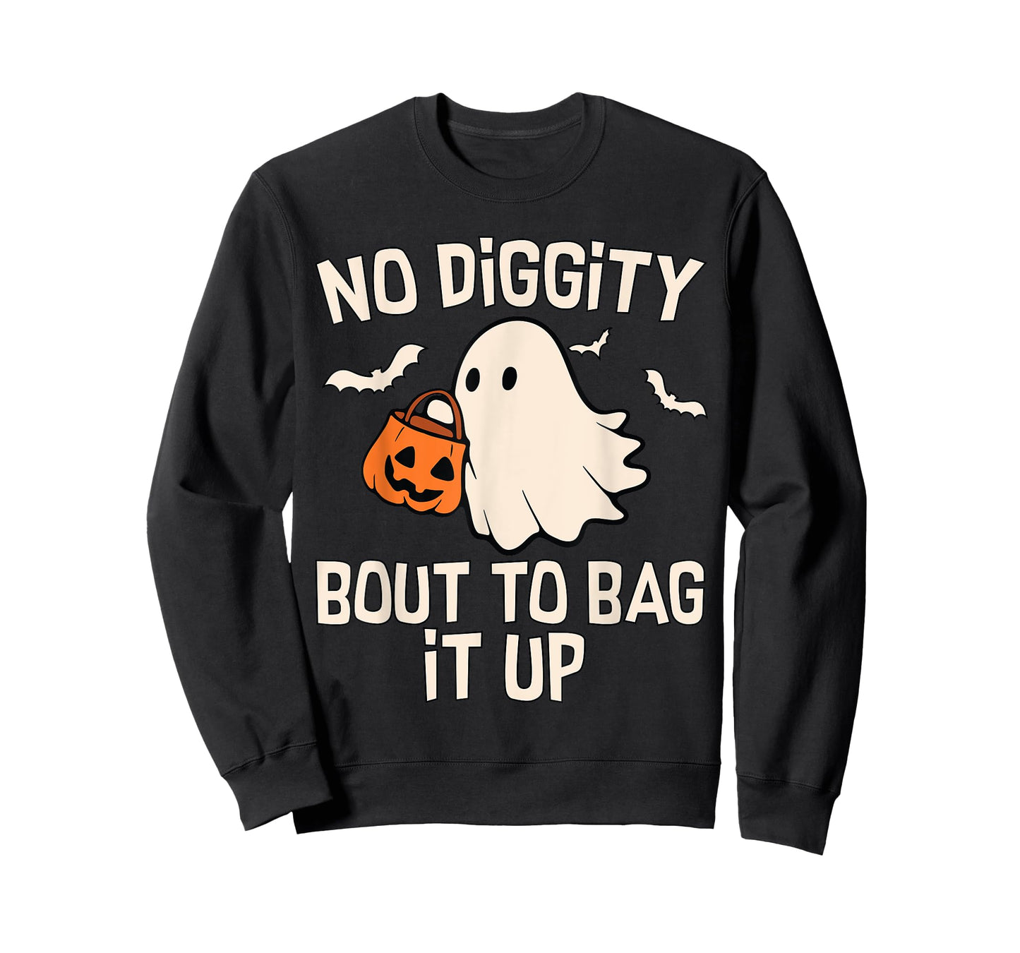 No Diggity Bout To Bag It Up Cute Ghost Halloween Kids Candy T-Shirt