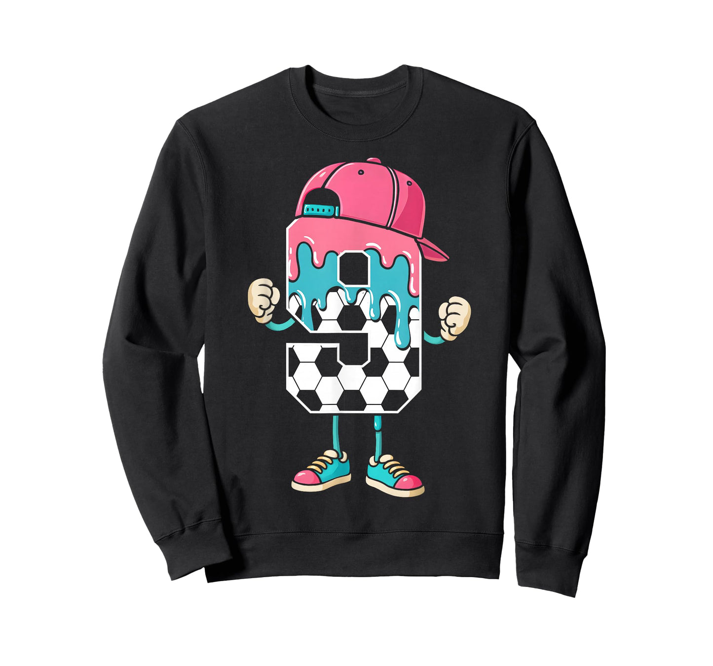 Soccer 9 Year Old Ice Cream Drip Youth 9th Birthday Boy 9 T-Shirt