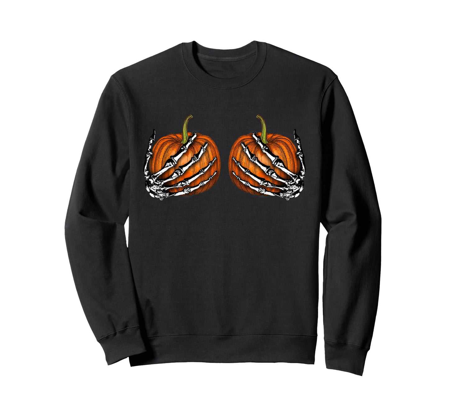 Pumpkin Boobs Skeleton Hands Bra Halloween Party costume T-Shirt