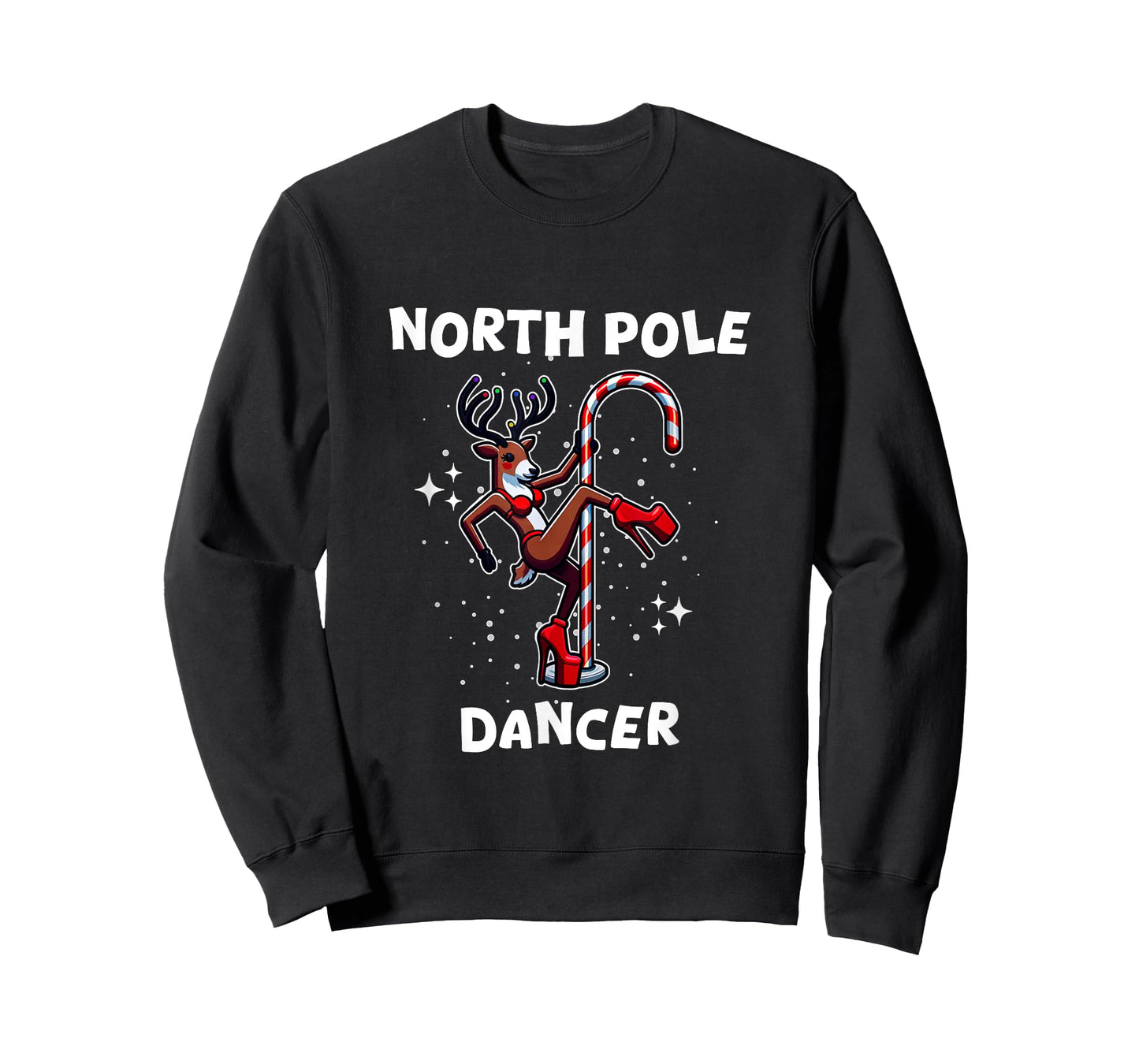 North Pole Dancer Reindeer Stripper Pole Funny Christmas T-Shirt