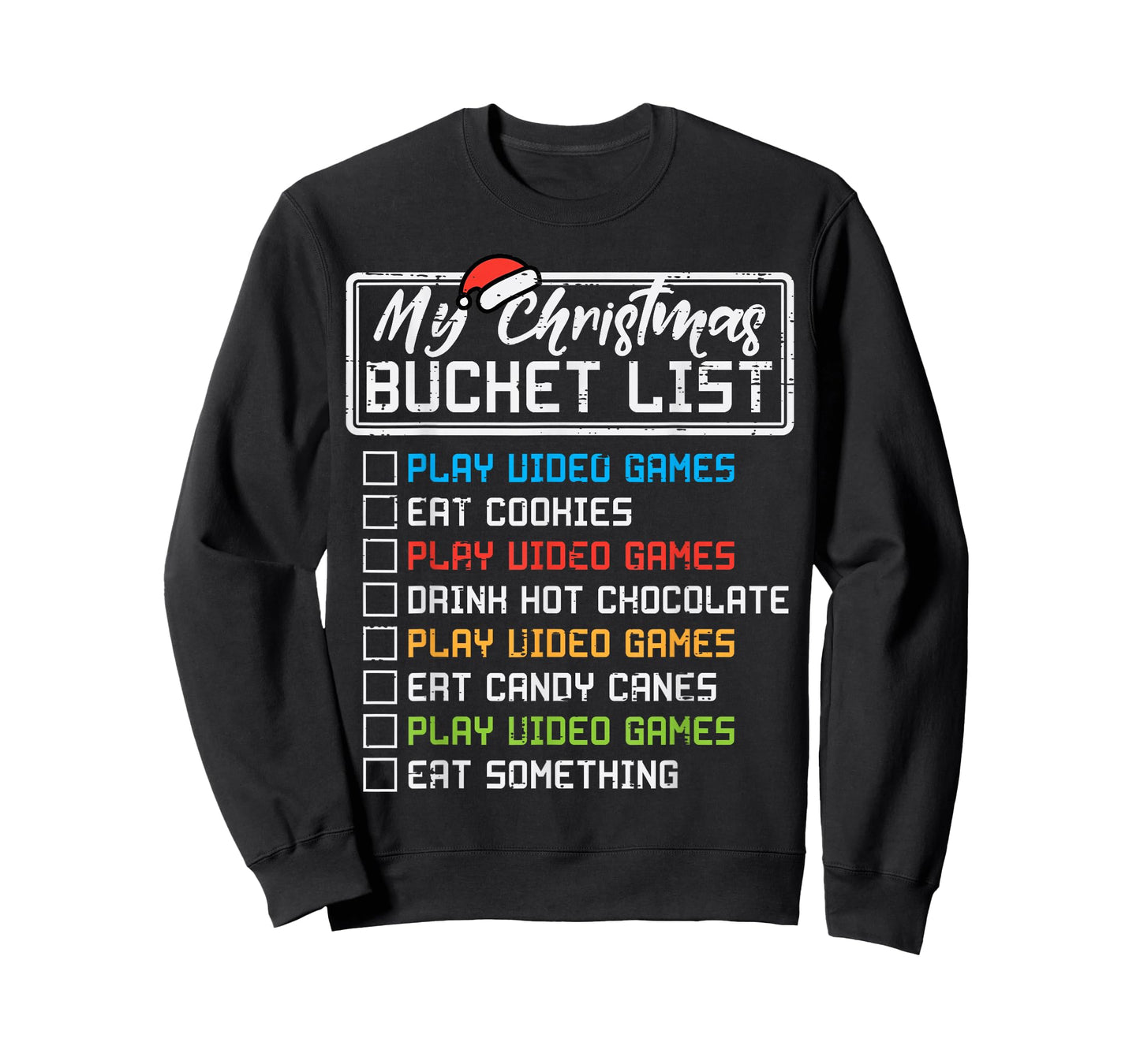 Christmas Bucket List Video Games Xmas Gamer Boys Kids Men T-Shirt