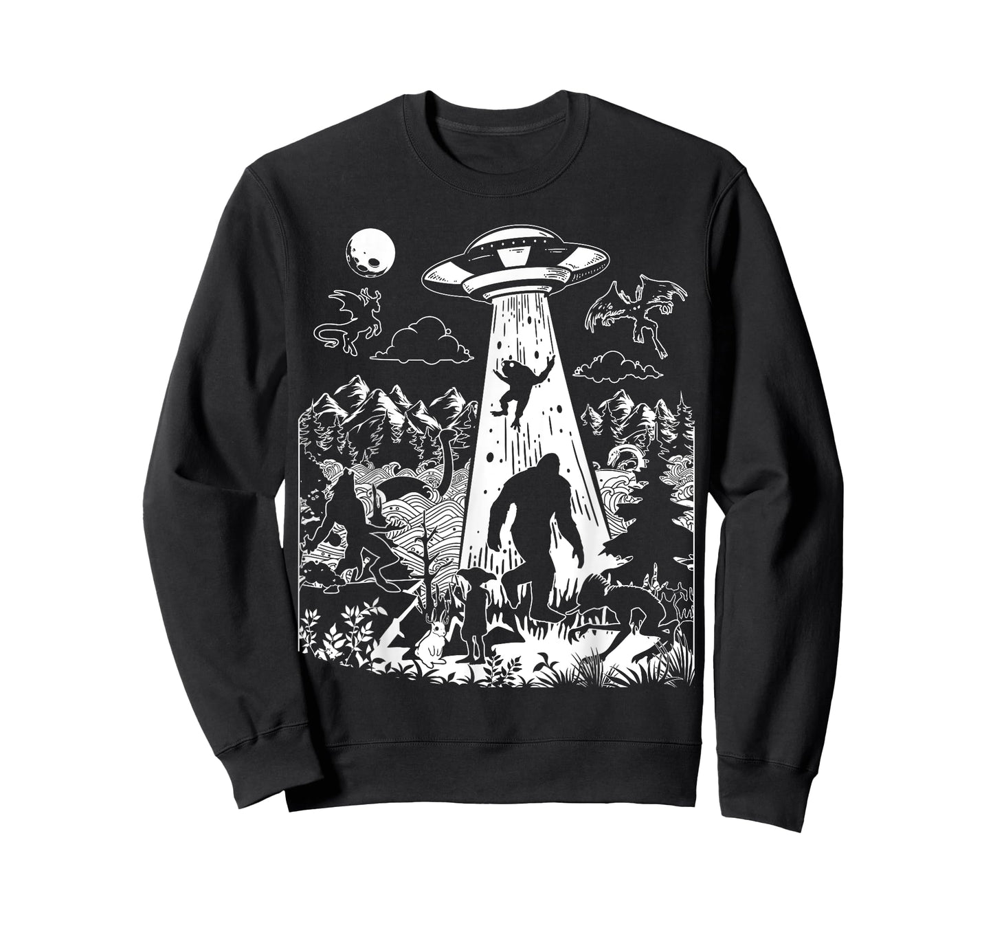Mothman Bigfoot Dogman Alien Loch Ness All Cryptid Monsters T-Shirt
