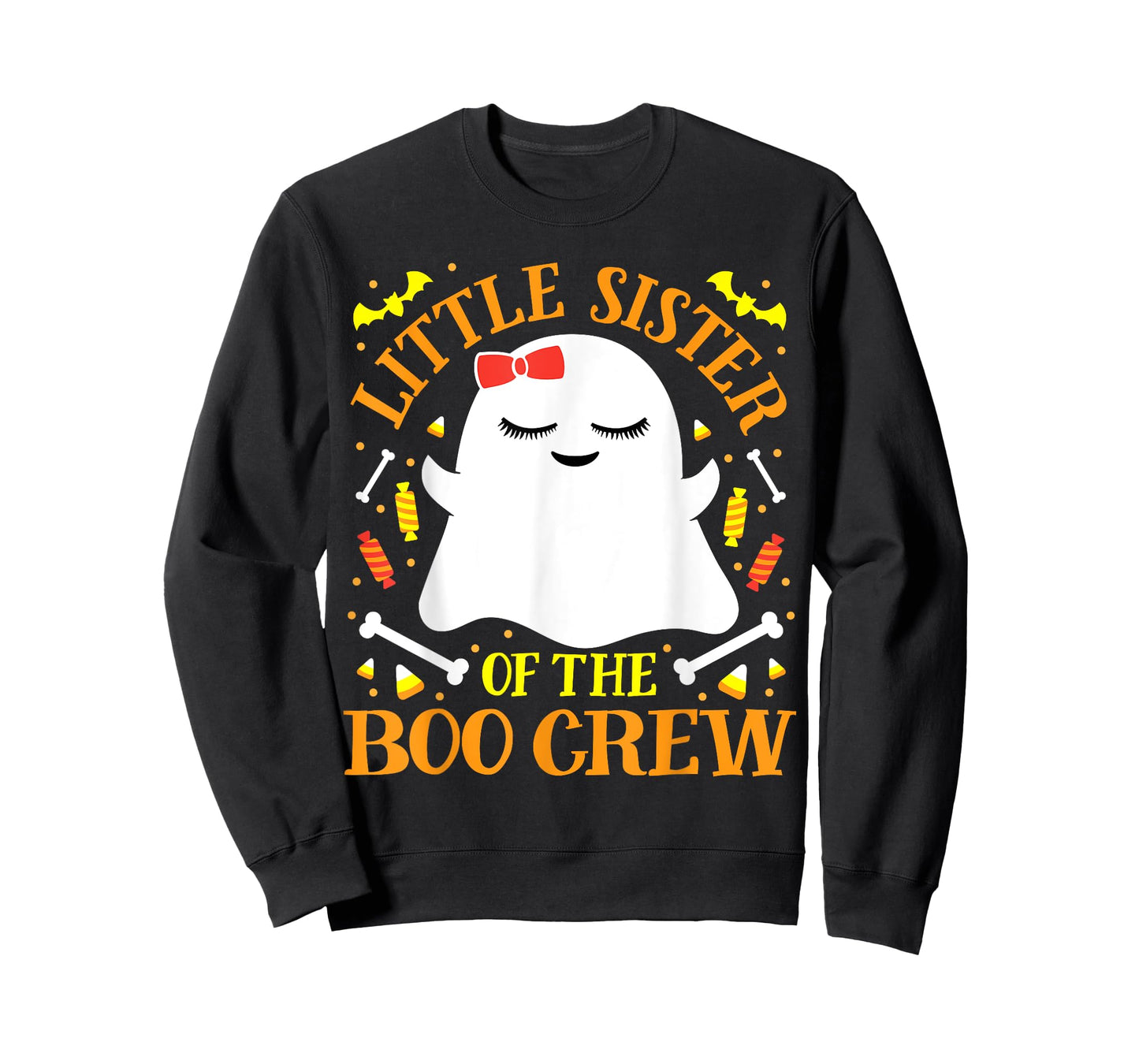 Little Sister Boo Crew Ghost Matching Family Girls Halloween T-Shirt