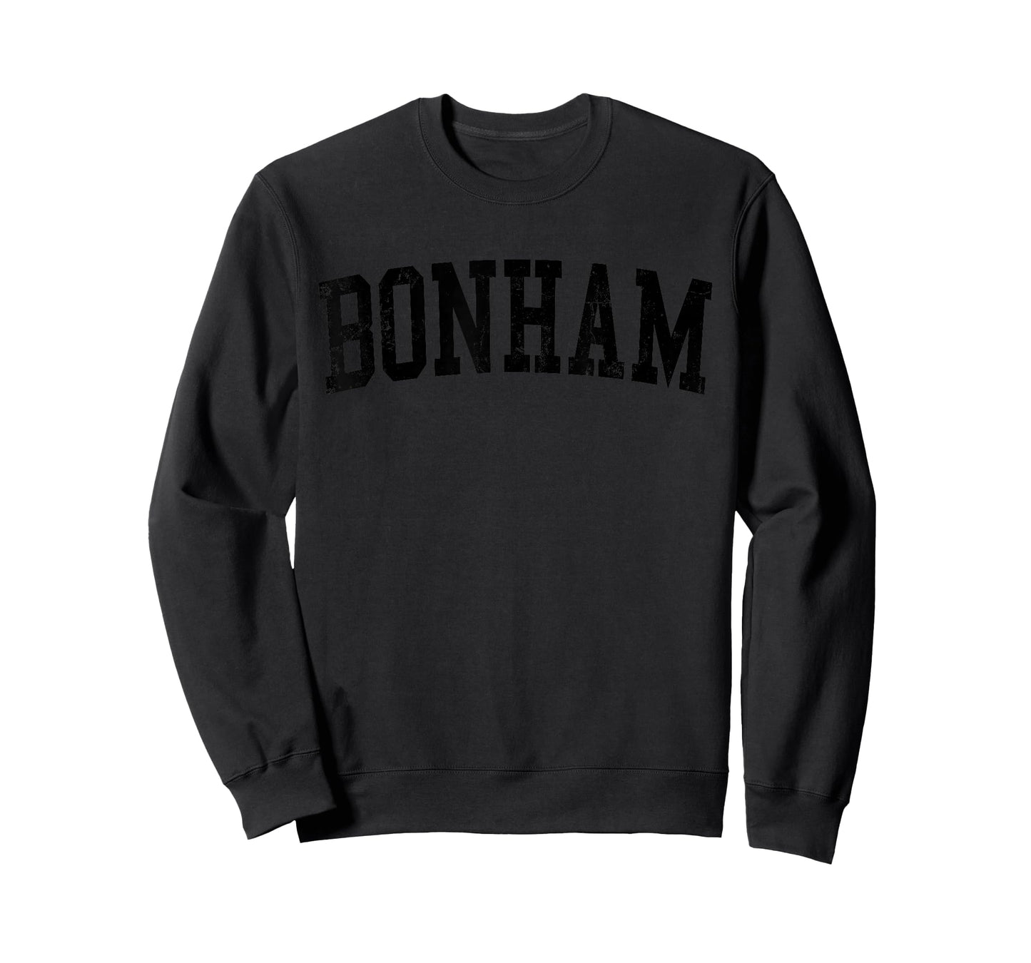 Vintage Bonham TX Distressed Black Varsity Style T-Shirt
