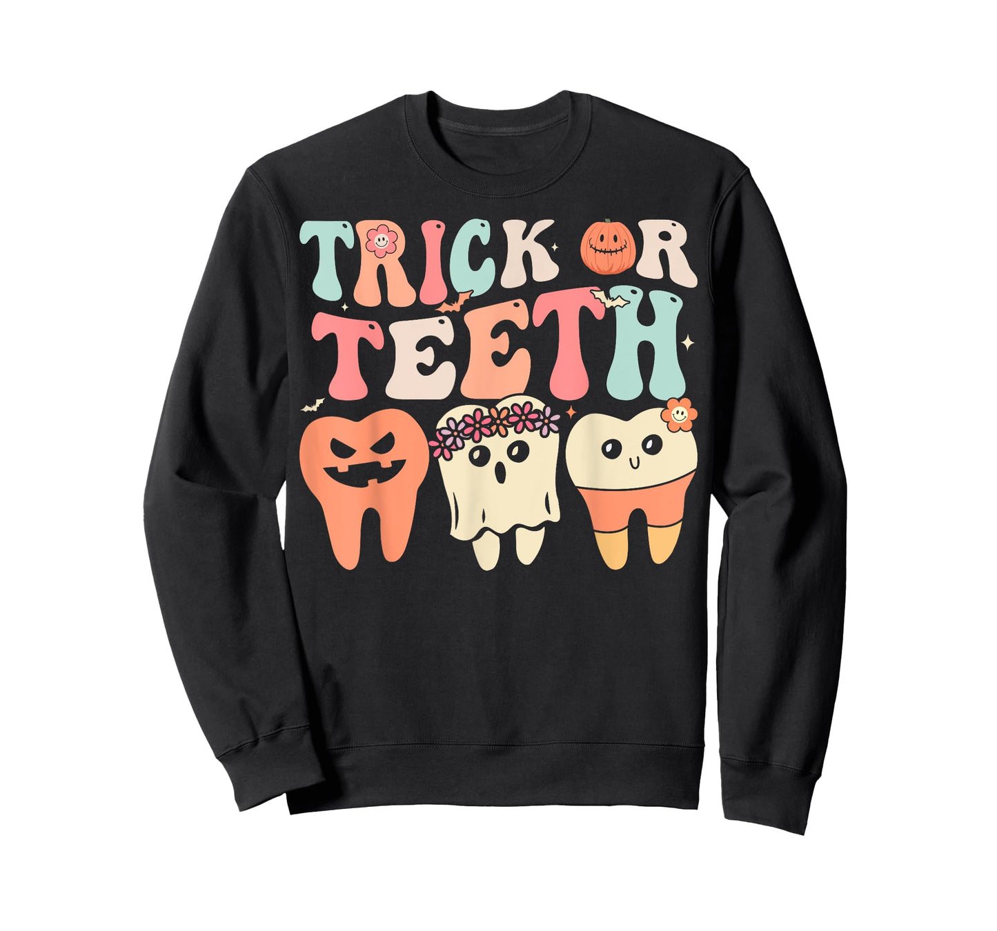 Retro Groovy Trick Or Teeth Dental Halloween Dentist T-Shirt