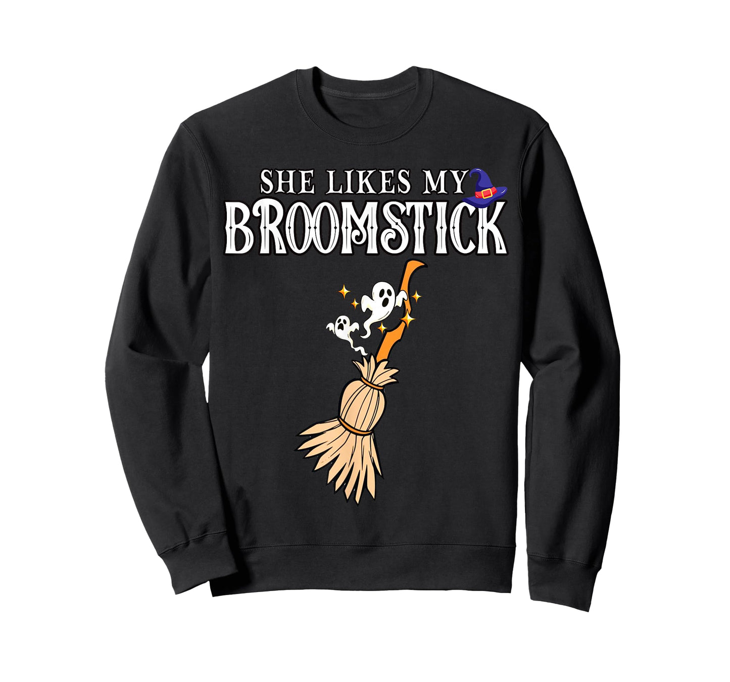 She Likes My Broomstick I Love Her Pumpkins Couple Halloween T-Shirt