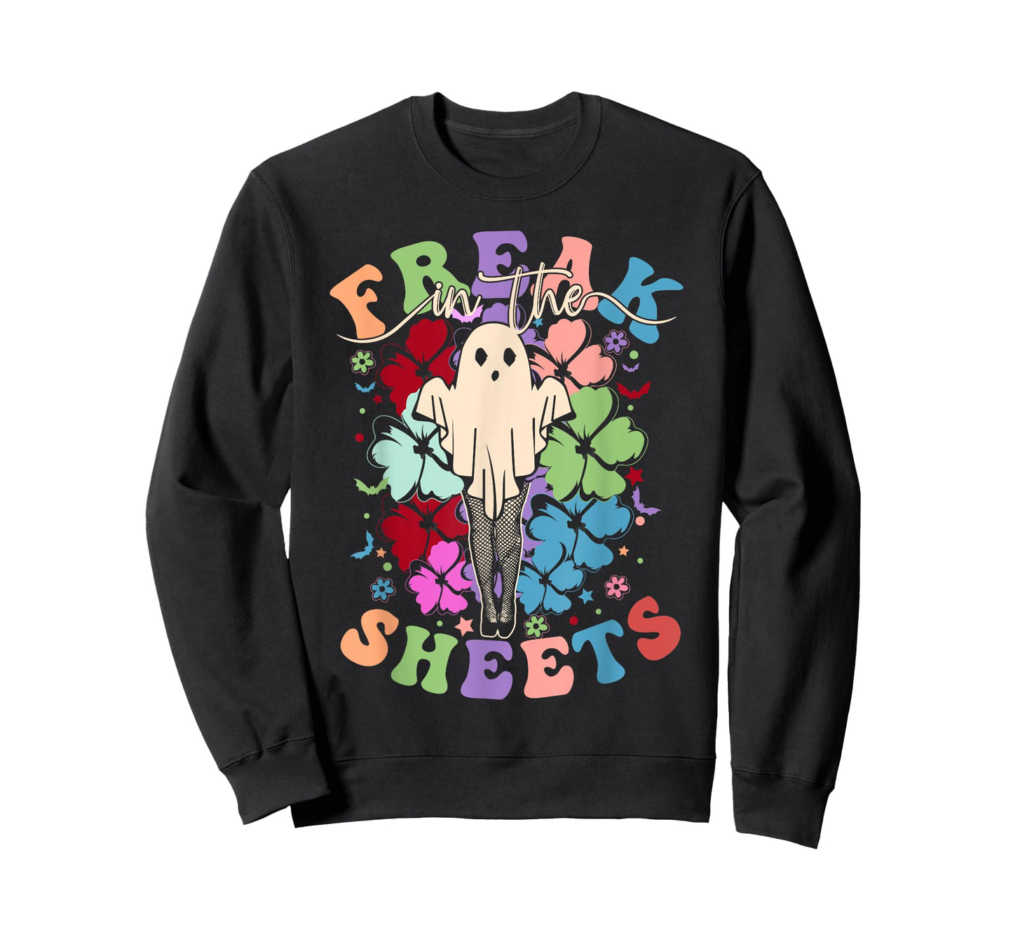 Freak in The Sheets Funny Spooky Halloween Ghost Women Girls T-Shirt