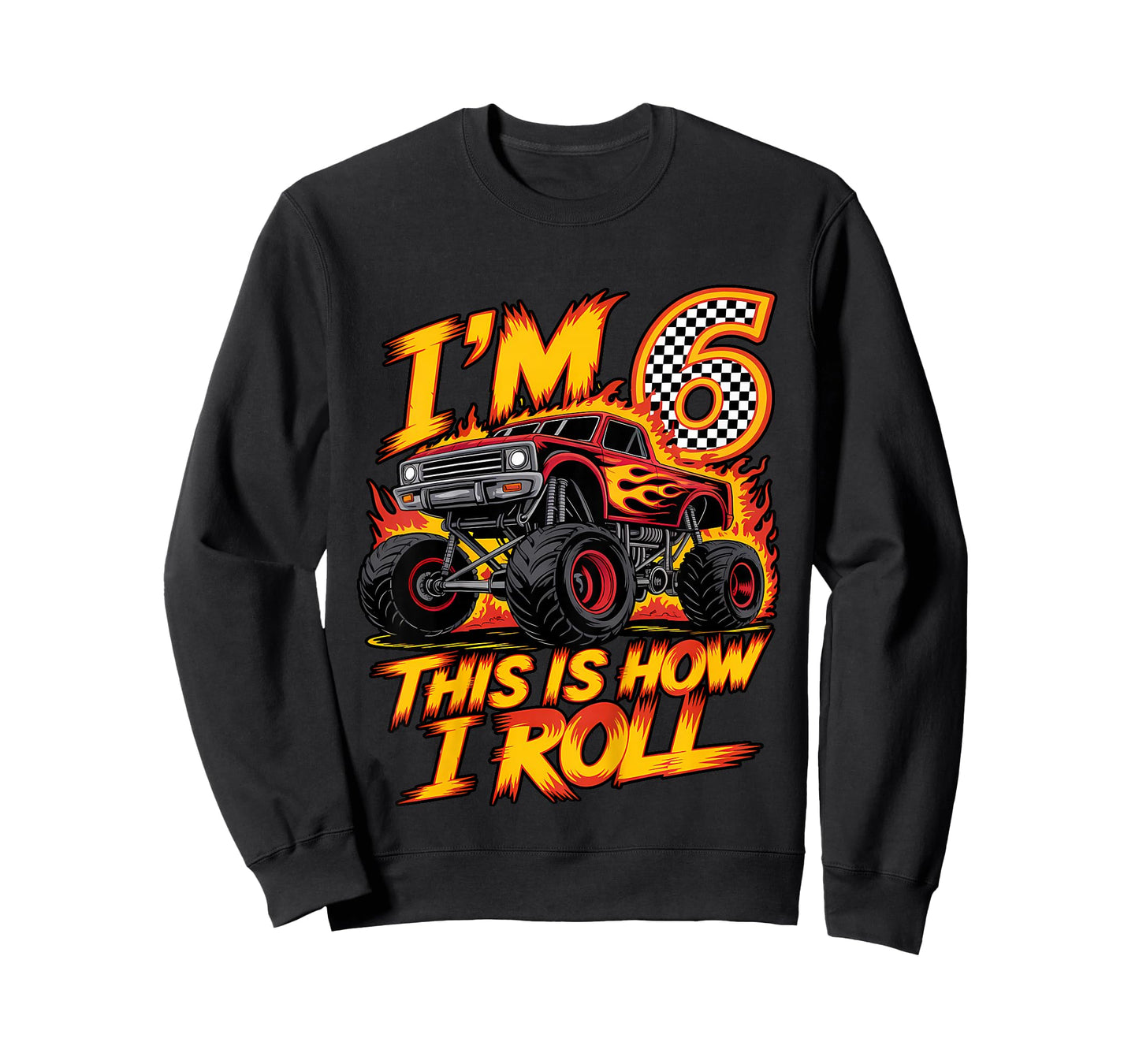 Monster Truck 6th Birthday 6 Year Old Boy Born 2019 Kids T-Shirt