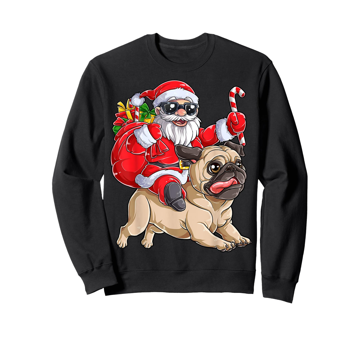 Christmas Santa Claus Riding Pug Xmas Boys Men Pugmas Dog T-Shirt