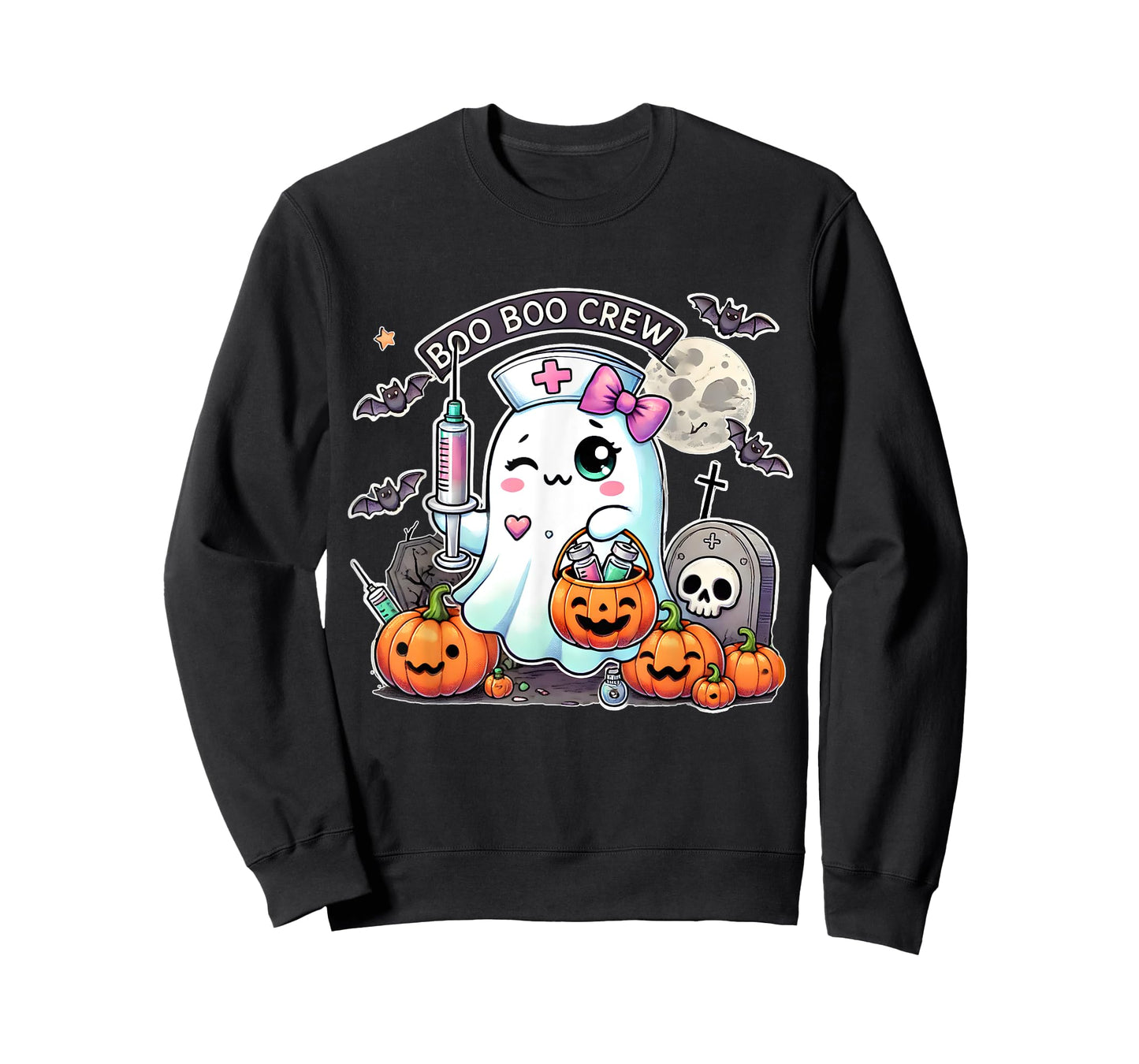 Boo Boo Crew Ghost and Pumpkins Seasonal Halloween Nurse T-Shirt
