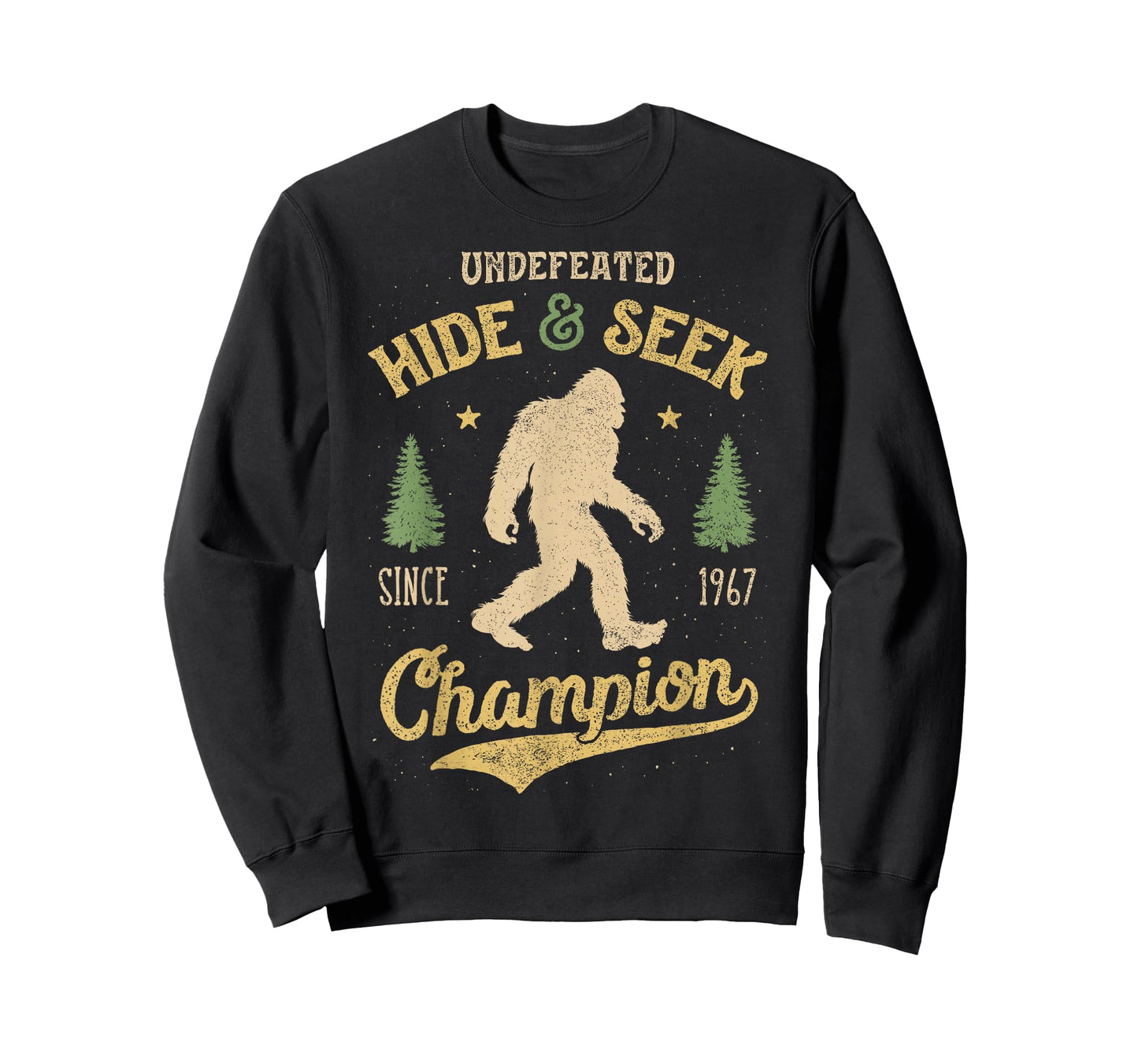 Bigfoot Hide And Seek Champion Funny Sasquatch Retro Vintage T-Shirt