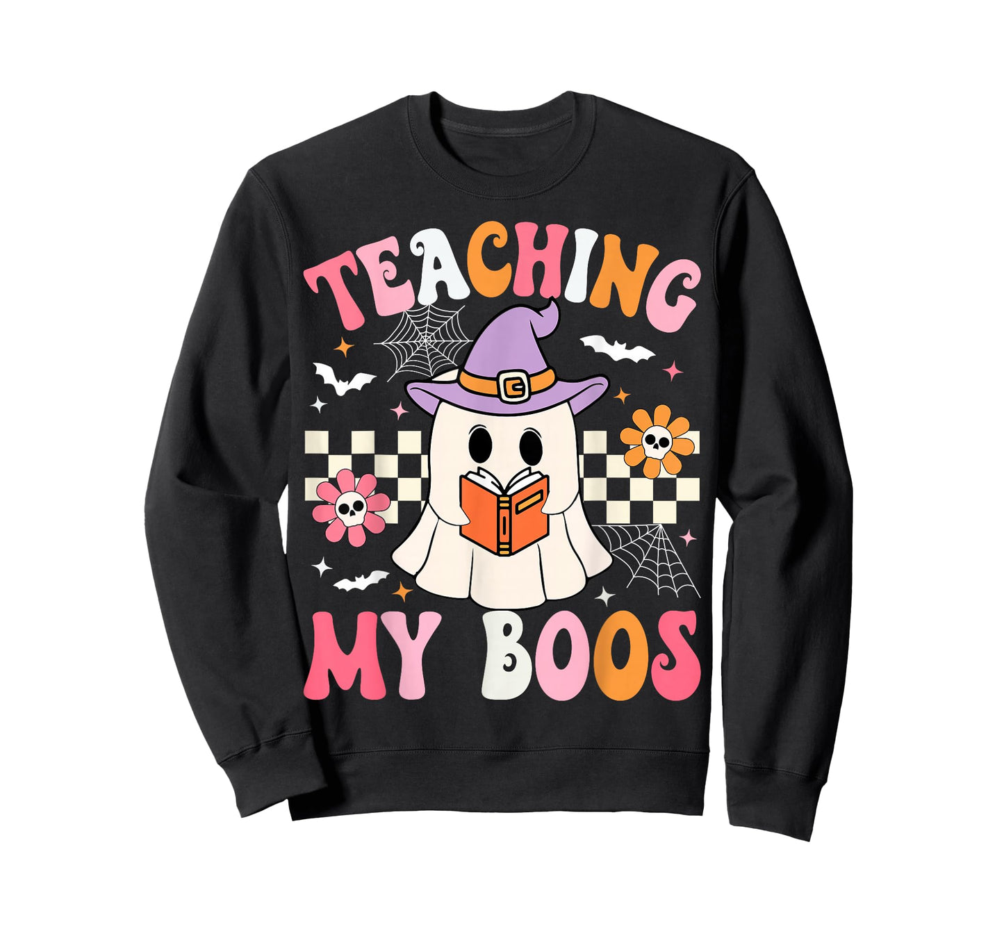 Groovy Teaching My Boos Teacher Ghost Halloween Teacher T-Shirt