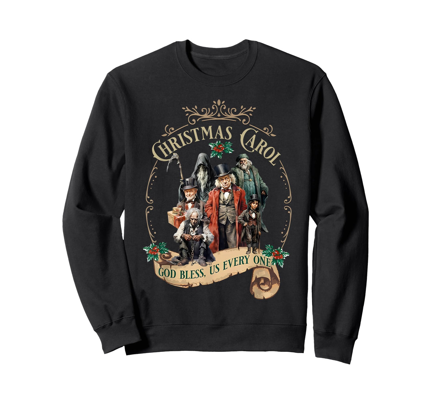 Vintage Funny Christmas Carol God Bless Us Every One Bookish T-Shirt
