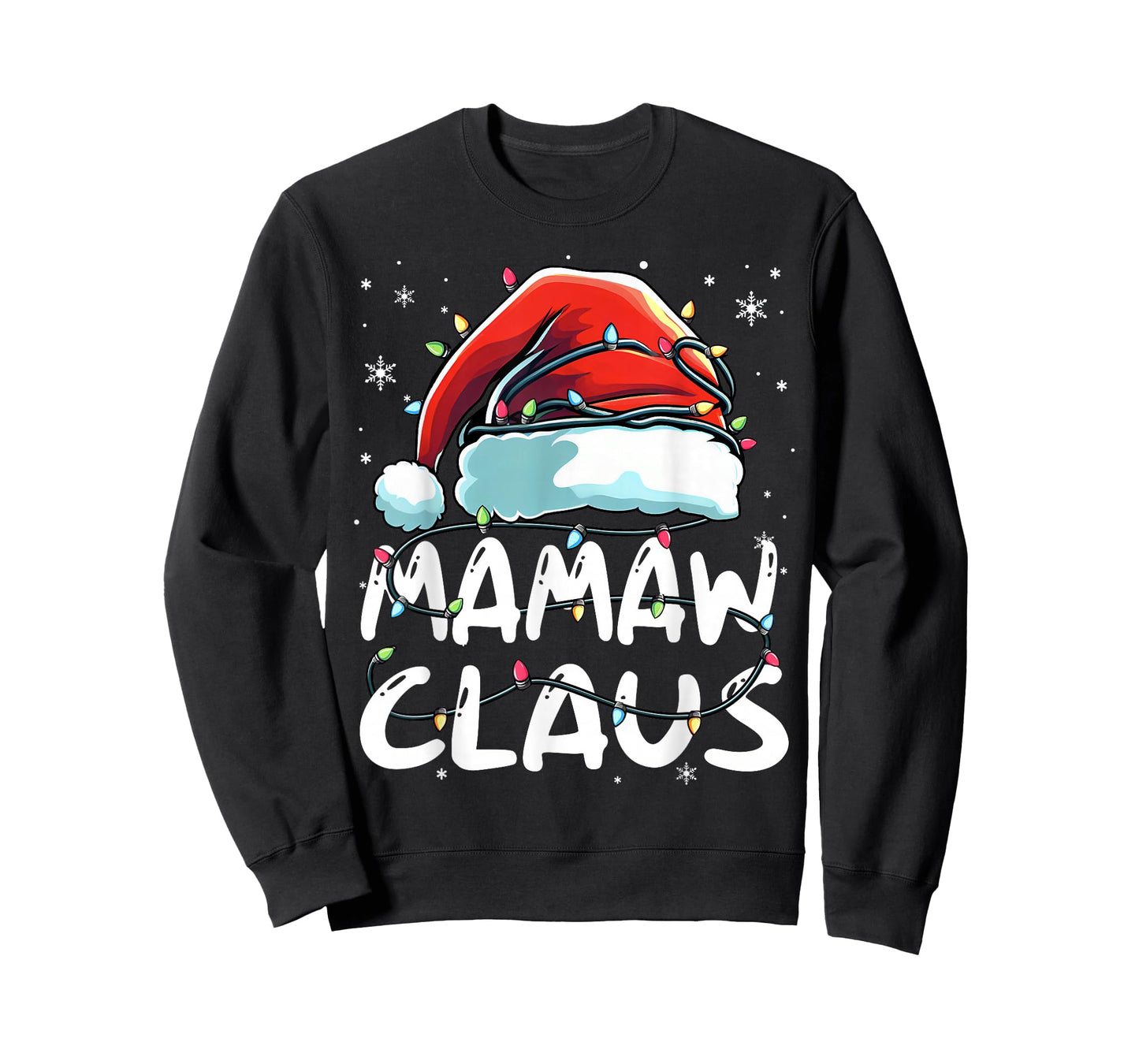 Mamaw Claus Christmas Lights Matching Family Xmas Pajama T-Shirt