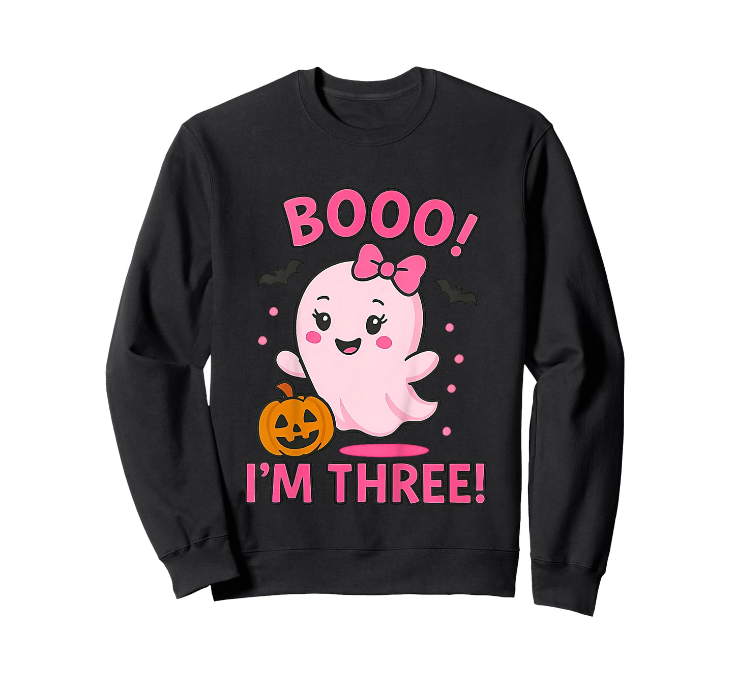 Ghost Boo I'm Three Years 3rd Birthday Toddler Halloween Tee T-Shirt