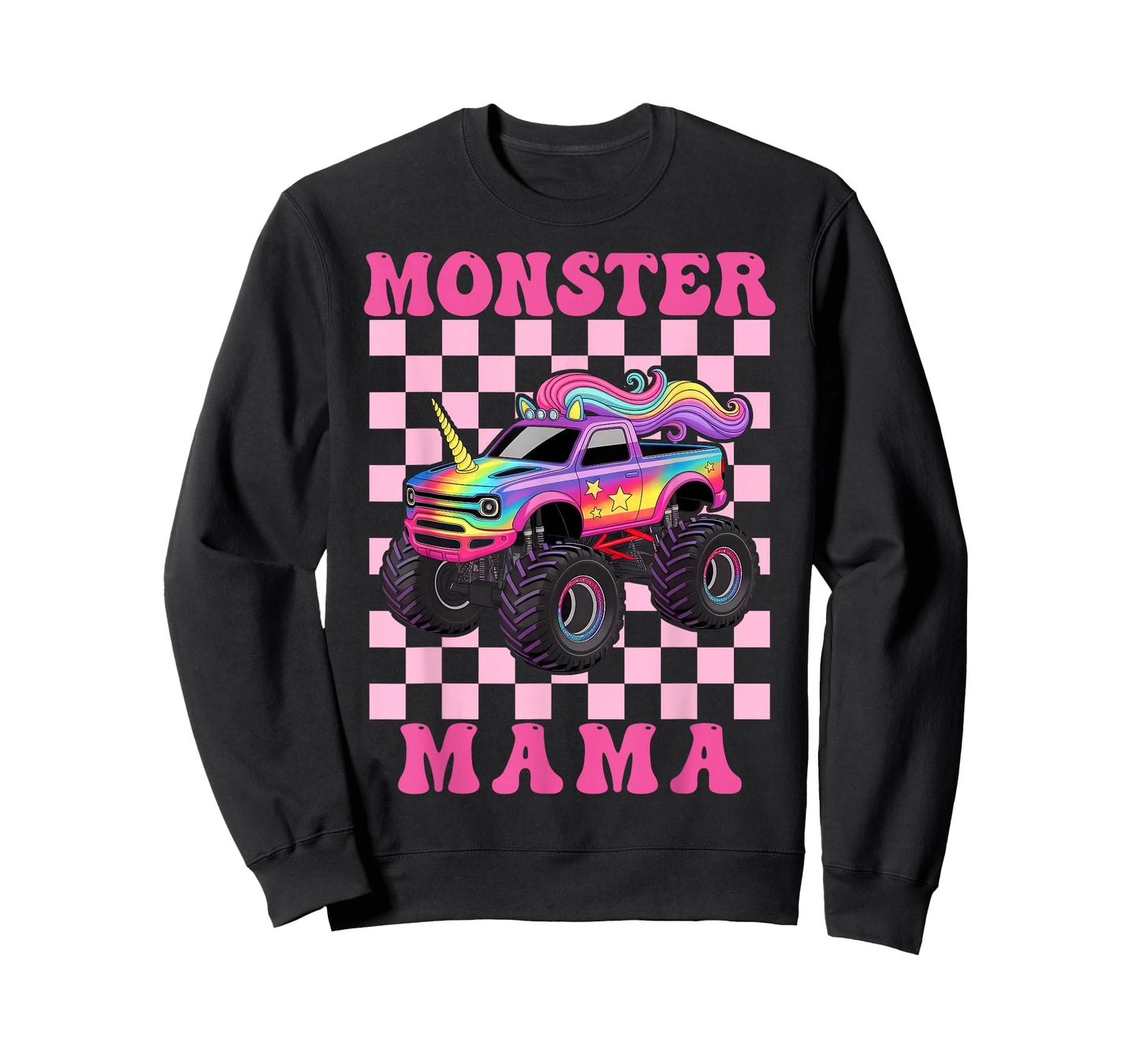 Monster Truck Mama Pink Monster Trucks Lover Mom Groovy T-Shirt