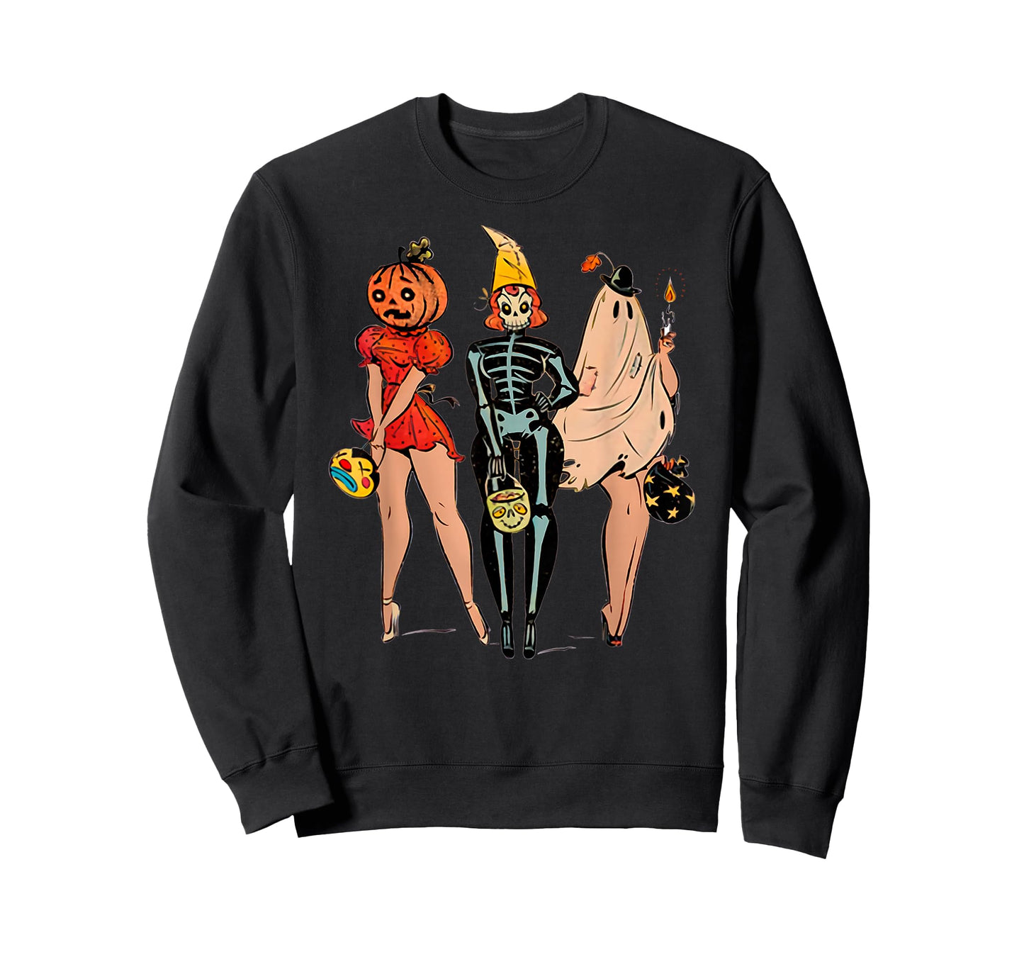 Halloween Witch Pin Up Retro Vintage Pumpkin Women T-Shirt