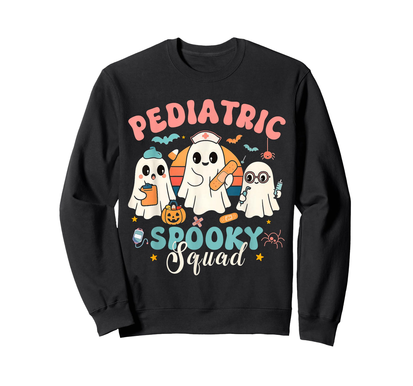 Pediatric Spooky Squad Ghost Nurse Halloween Matching Tee T-Shirt