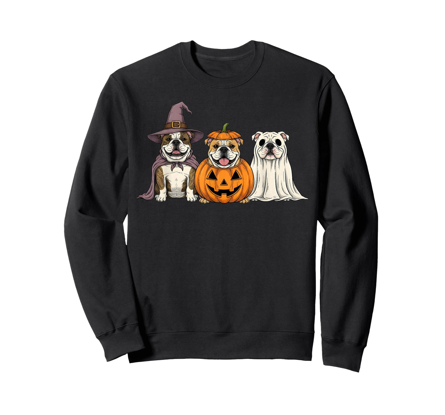 Spooky Ghost English Bulldog Pumpkin Halloween Dog Lover T-Shirt