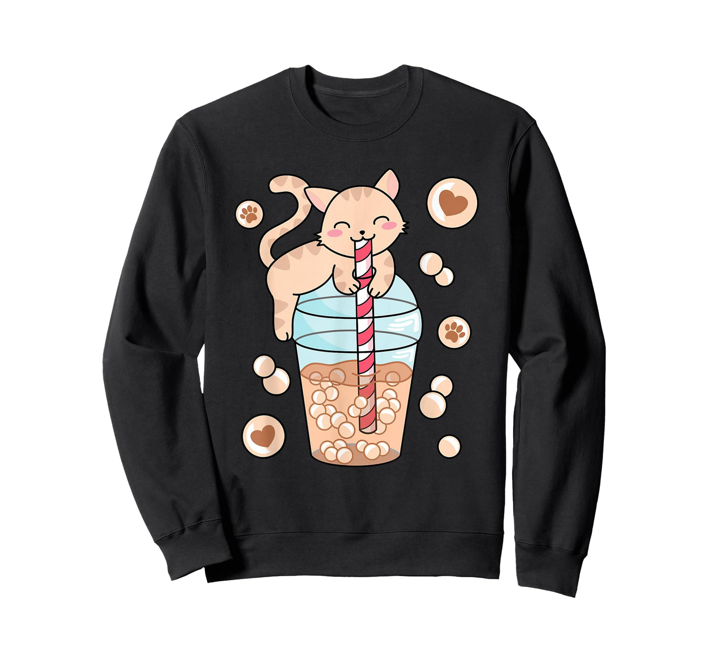Japanese Anime Cat Kawaii Bubble Tea Women Girls Kids T-Shirt