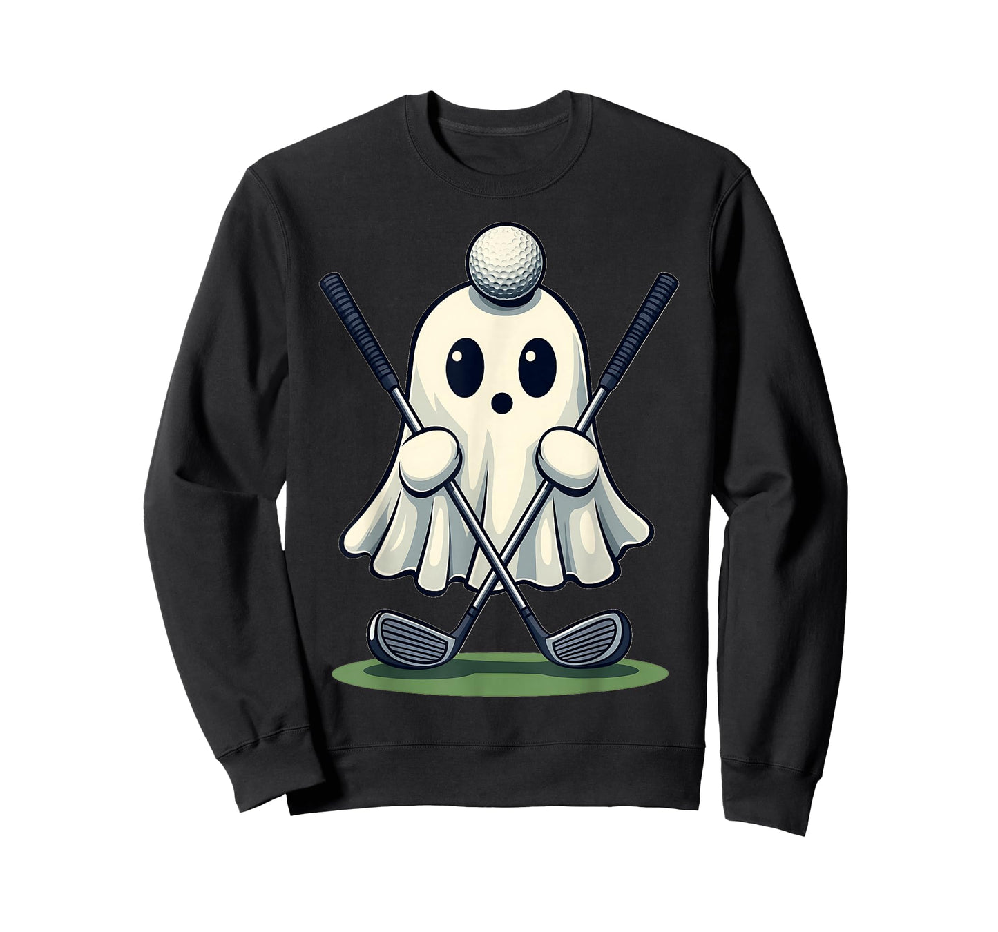 Halloween Ghost Ball Head Holding Golf Clubs Funny T-Shirt