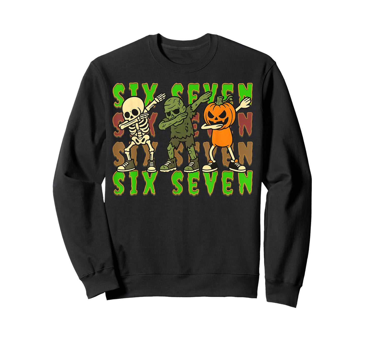 67 Halloween Meme Six Seven Dabbing Skeleton Zombie Pumpkin T-Shirt