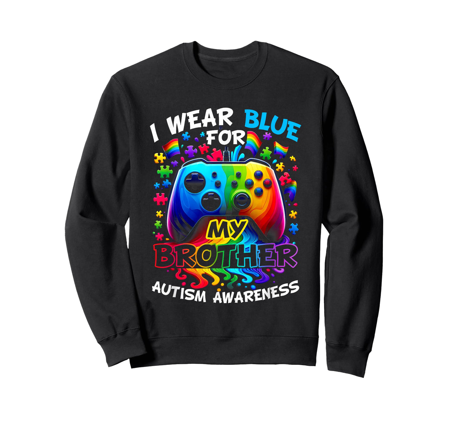 I Wear Blue For My Brother Autism Awareness Video Game T-Shirt