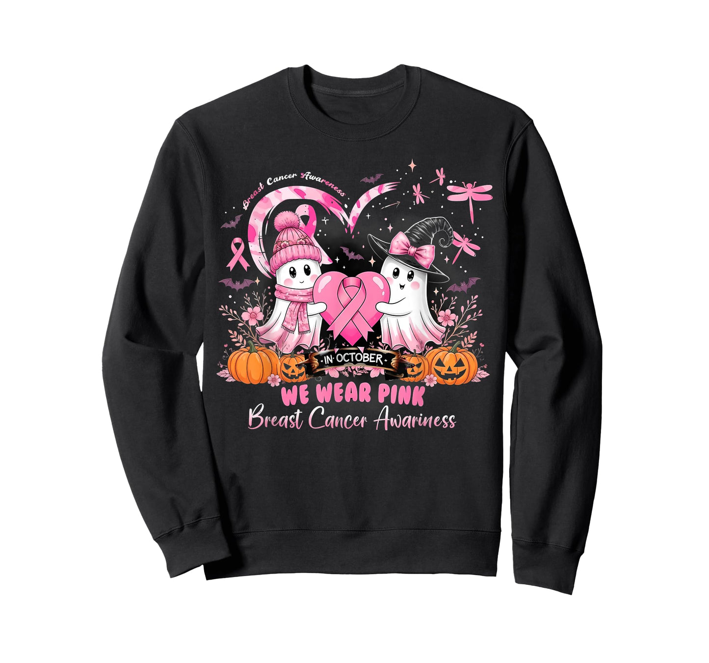 in October We Wear Pink Breast Cancer Dragonflies Awareness T-Shirt