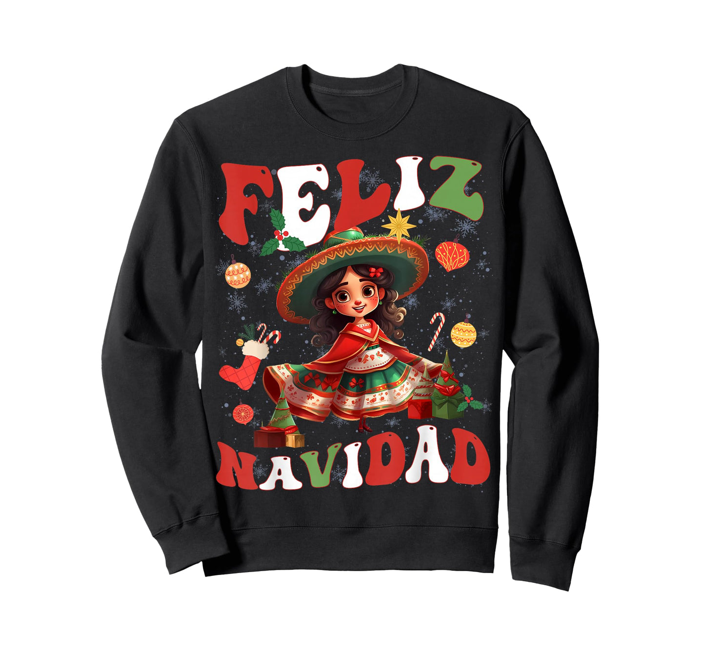 Girls Vintage Feliz Navidad Retro Christmas Spanish Xmas T-Shirt