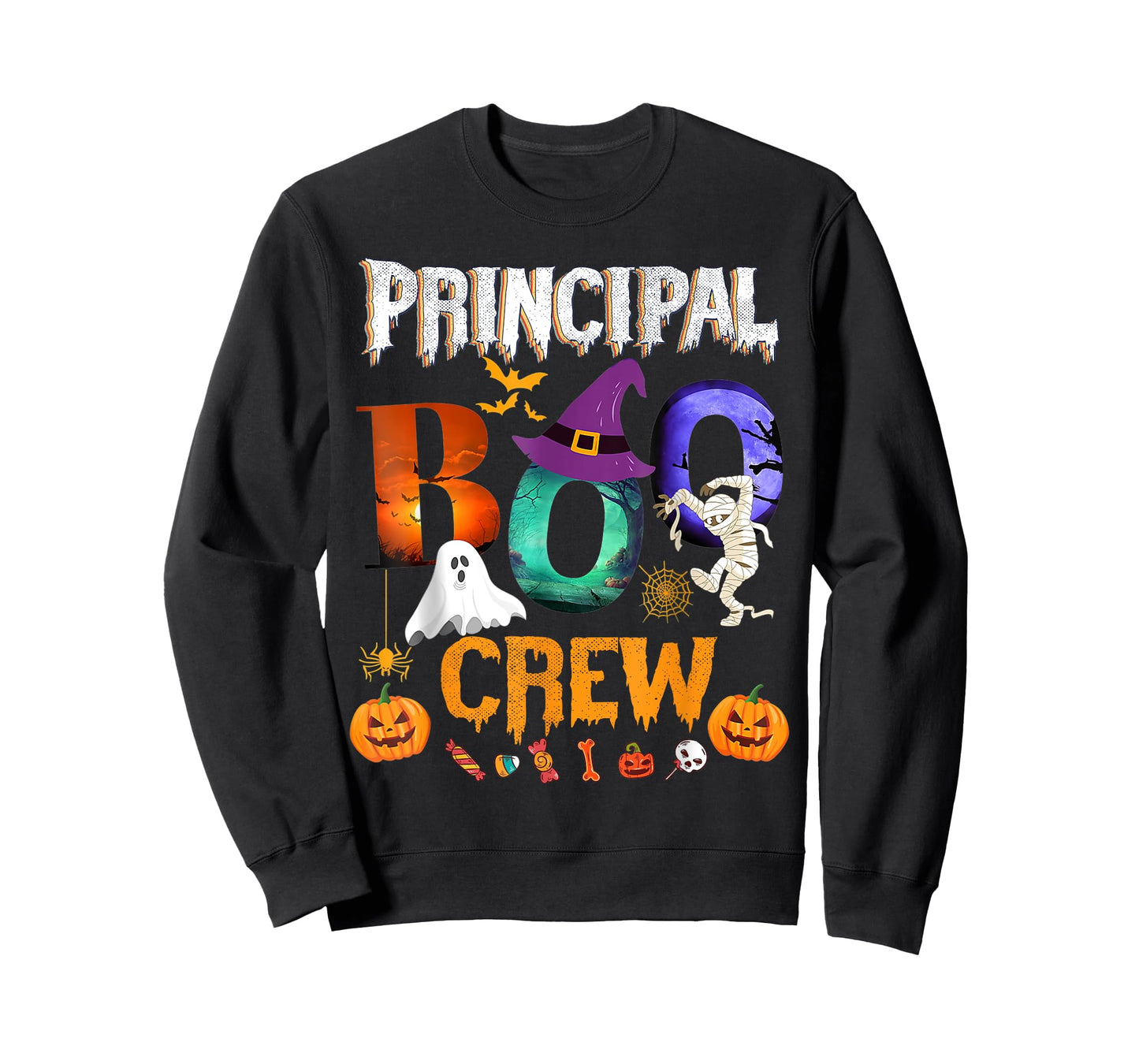 Principal Boo Crew Teacher Student Funny Halloween Costume T-Shirt for Men Women Kids