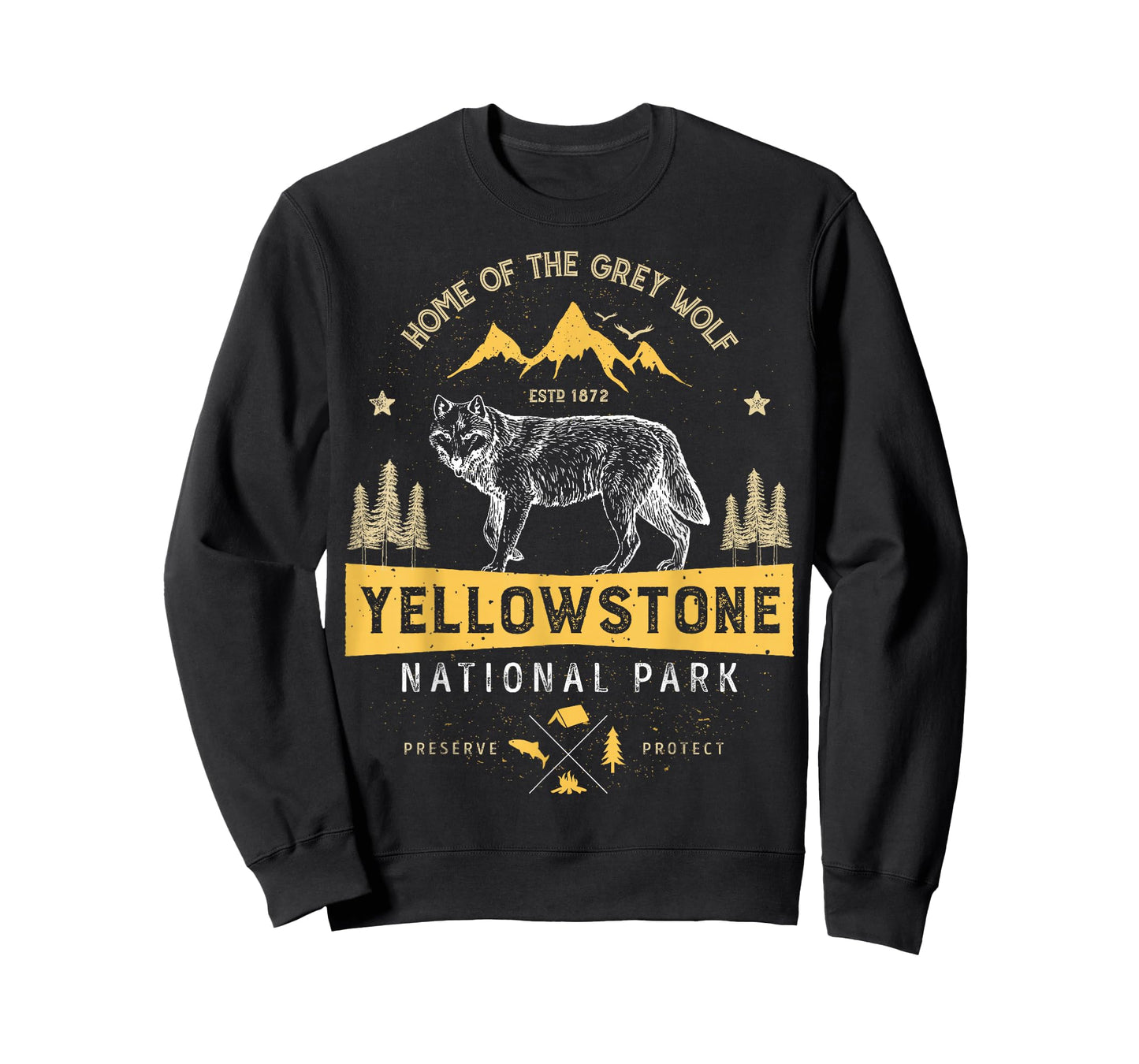 Yellowstone National Park T shirt US Wolf Vintage Men Women T-Shirt